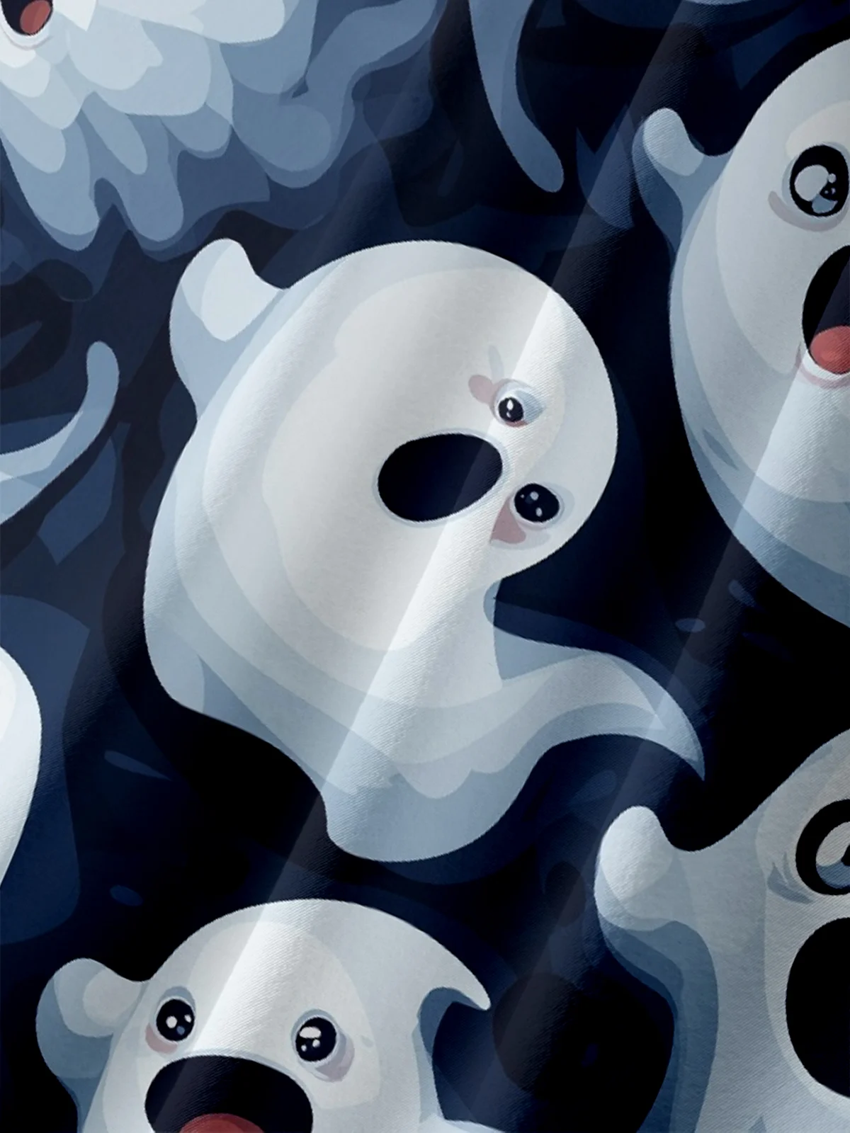 Moisture-Wicking Halloween Gradient Ghost Chest Pocket Hawaiian Shirt