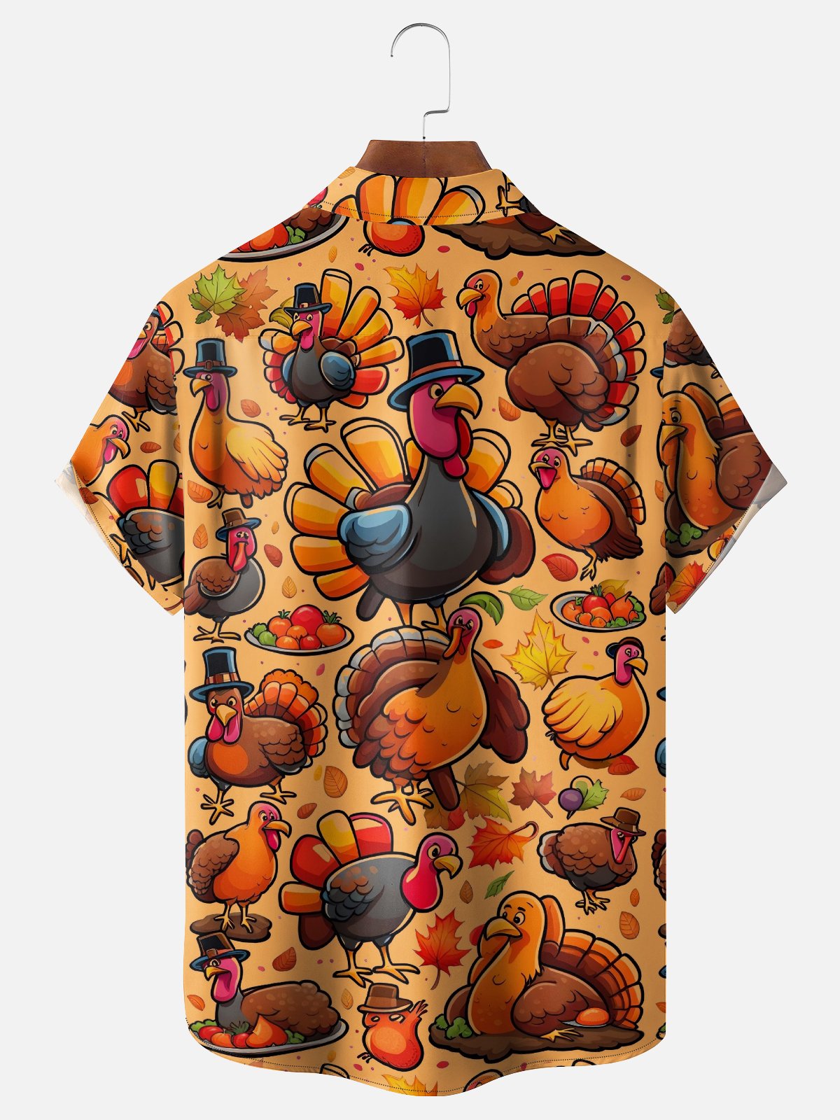 Moisture-wicking Thanksgiving Turkey Gobble Wobble Chest Pocket Casual Shirt