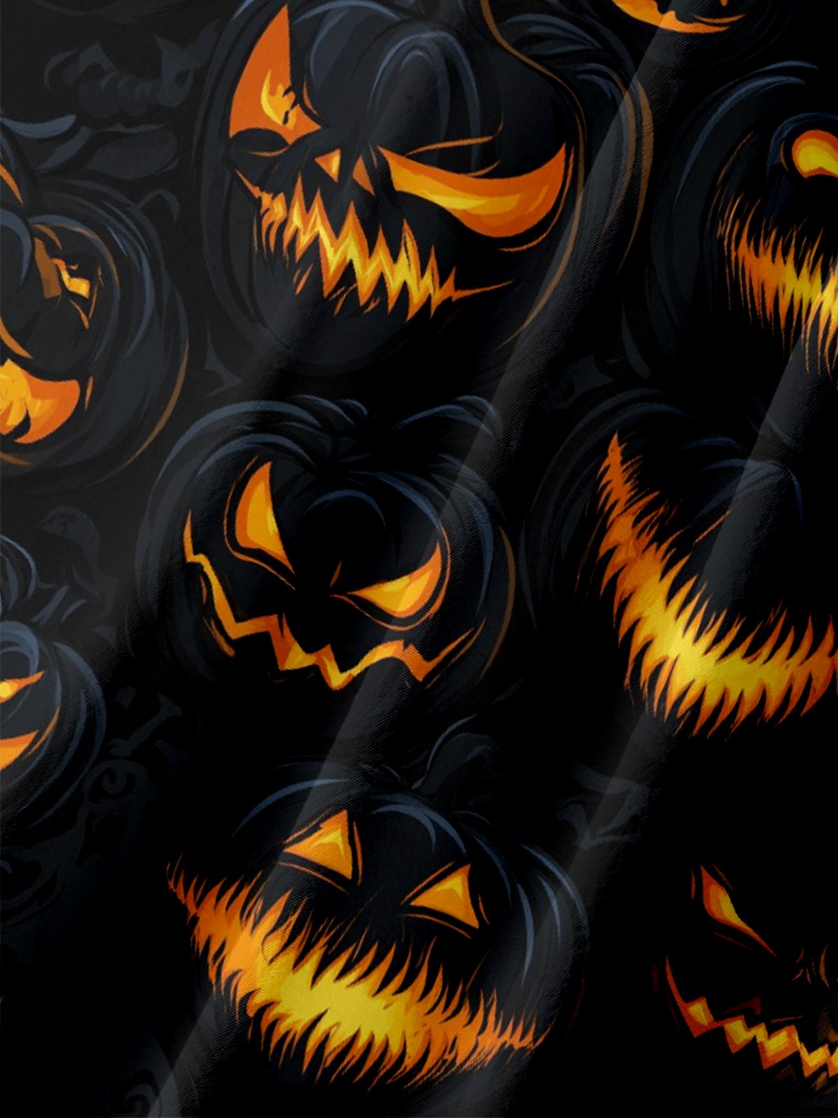 Moisture-Wicking Halloween Gradient Abstract Pumpkin Chest Pocket Hawaiian Shirt