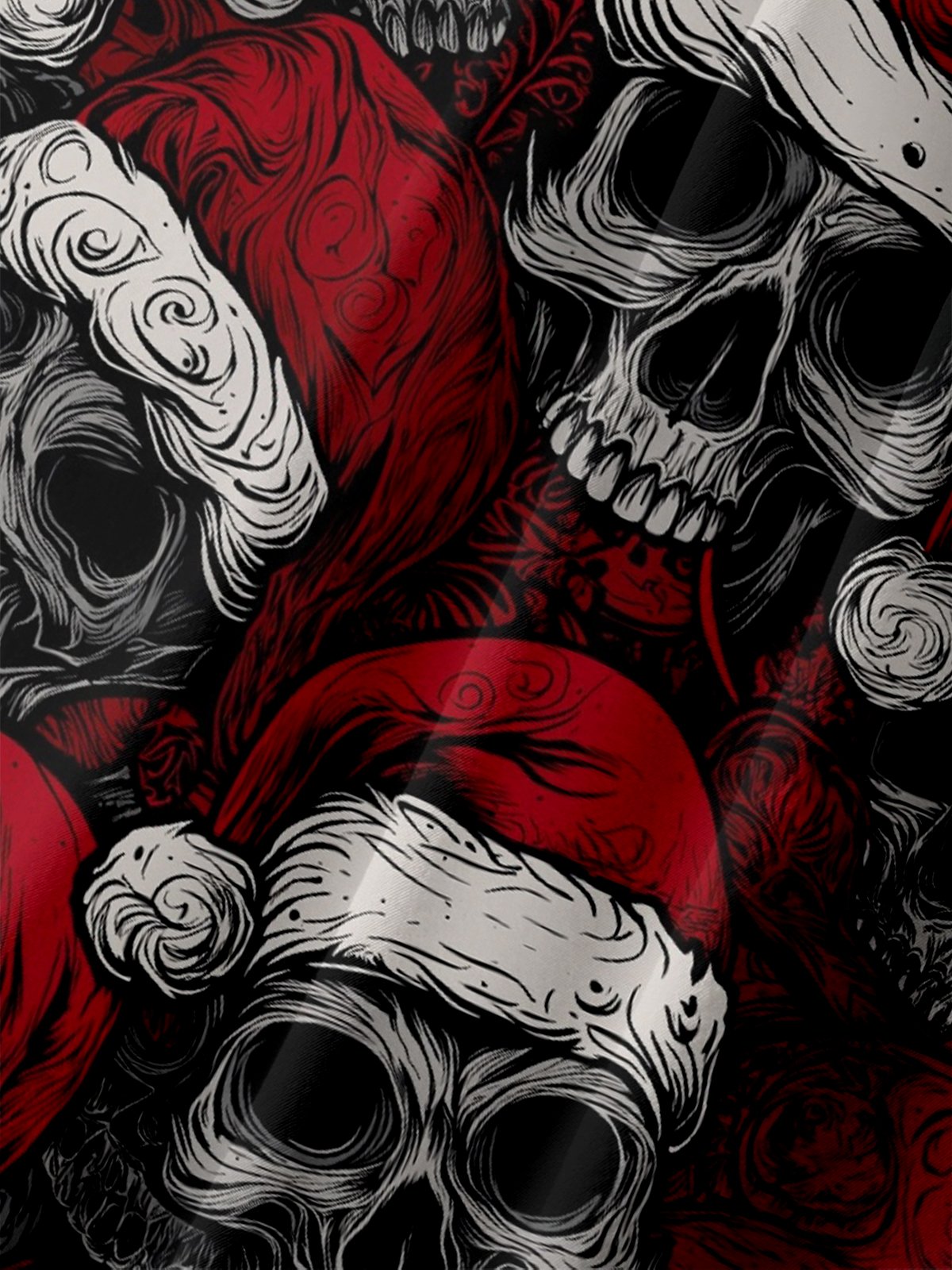 Moisture-Wicking Christmas Skull Hat Chest Pocket Hawaiian Shirt