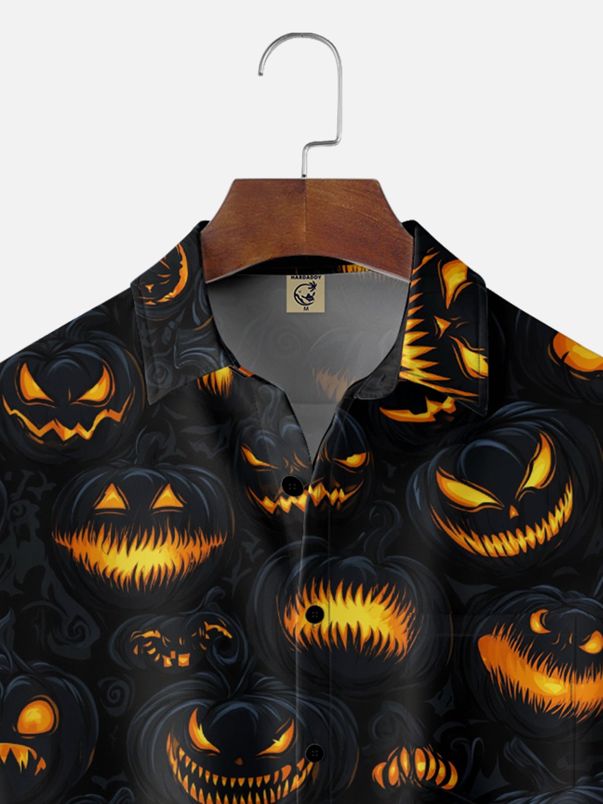 Moisture-Wicking Halloween Gradient Abstract Pumpkin Chest Pocket Hawaiian Shirt