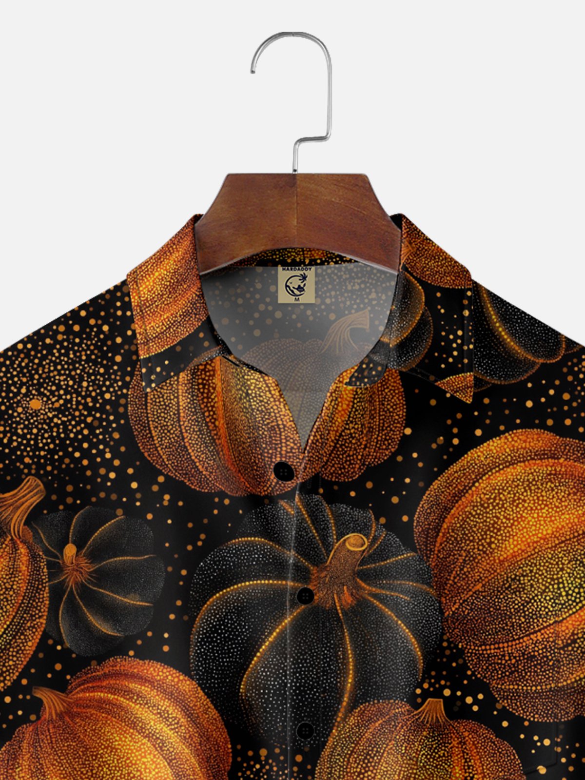 Moisture-Wicking Halloween Ombre Pumpkin Chest Pocket Hawaiian Shirt