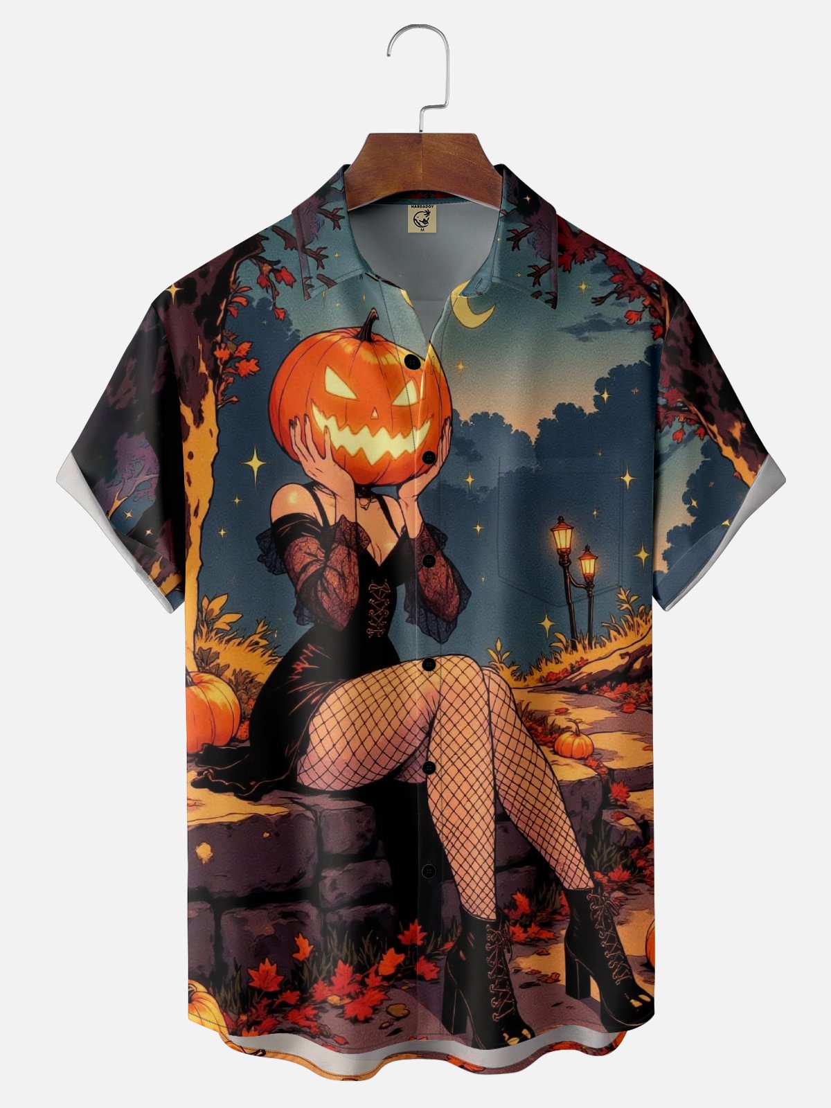 Moisture-wicking Pumpkin Beauty Chest Pocket Casual Shirt