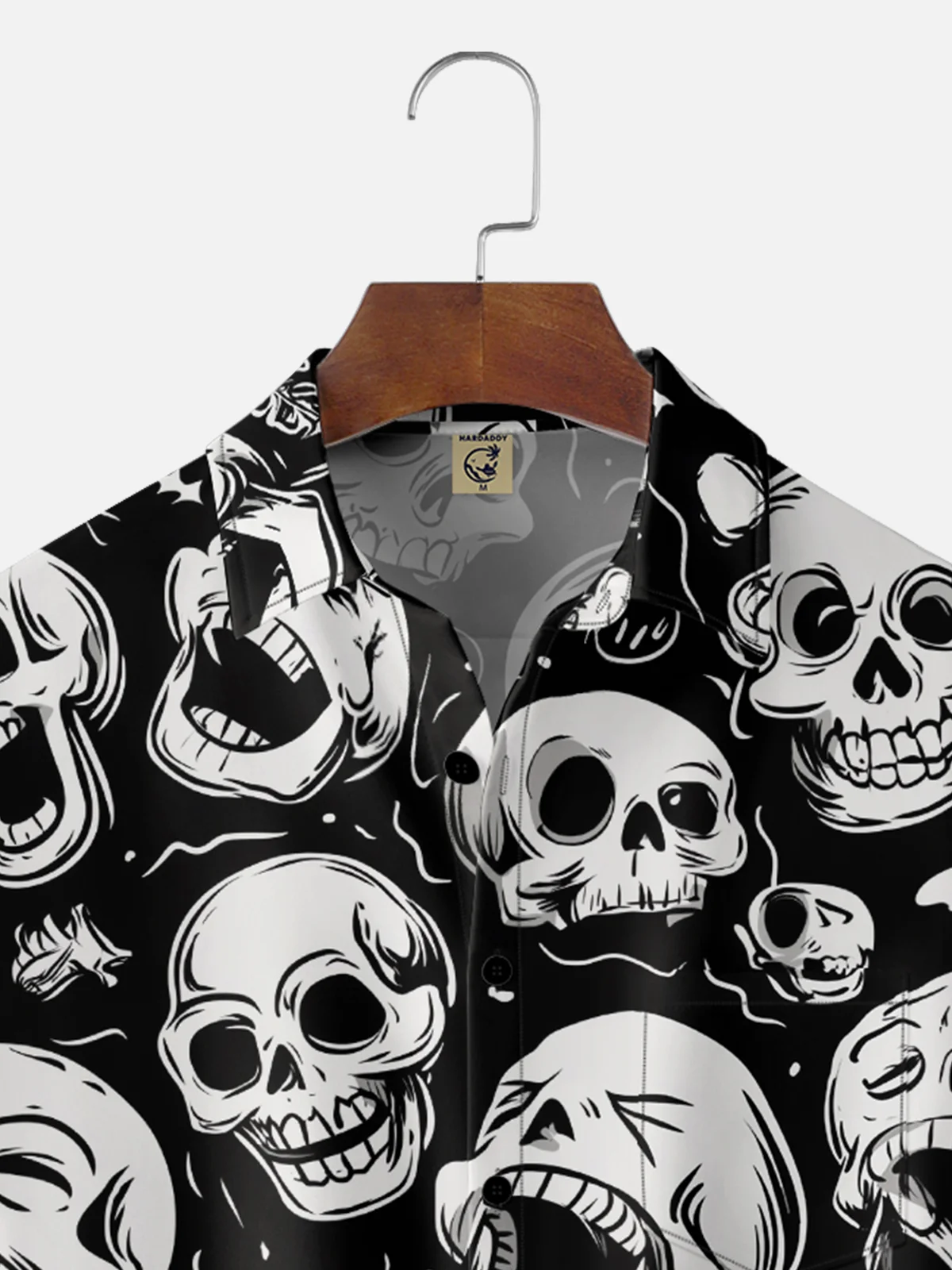 Moisture-Wicking Halloween Skull Chest Pocket Hawaiian Shirt