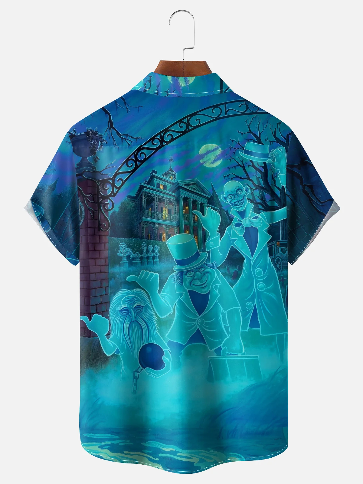Tall Size Moisture-wicking Halloween Ghost Chest Pocket Casual Shirt