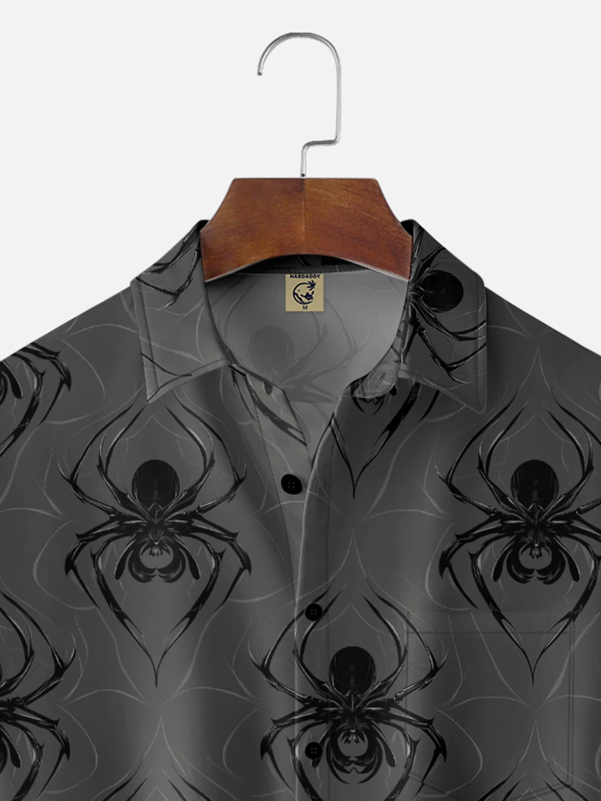 Moisture-Wicking Halloween Gradient Spider Chest Pocket Hawaiian Shirt