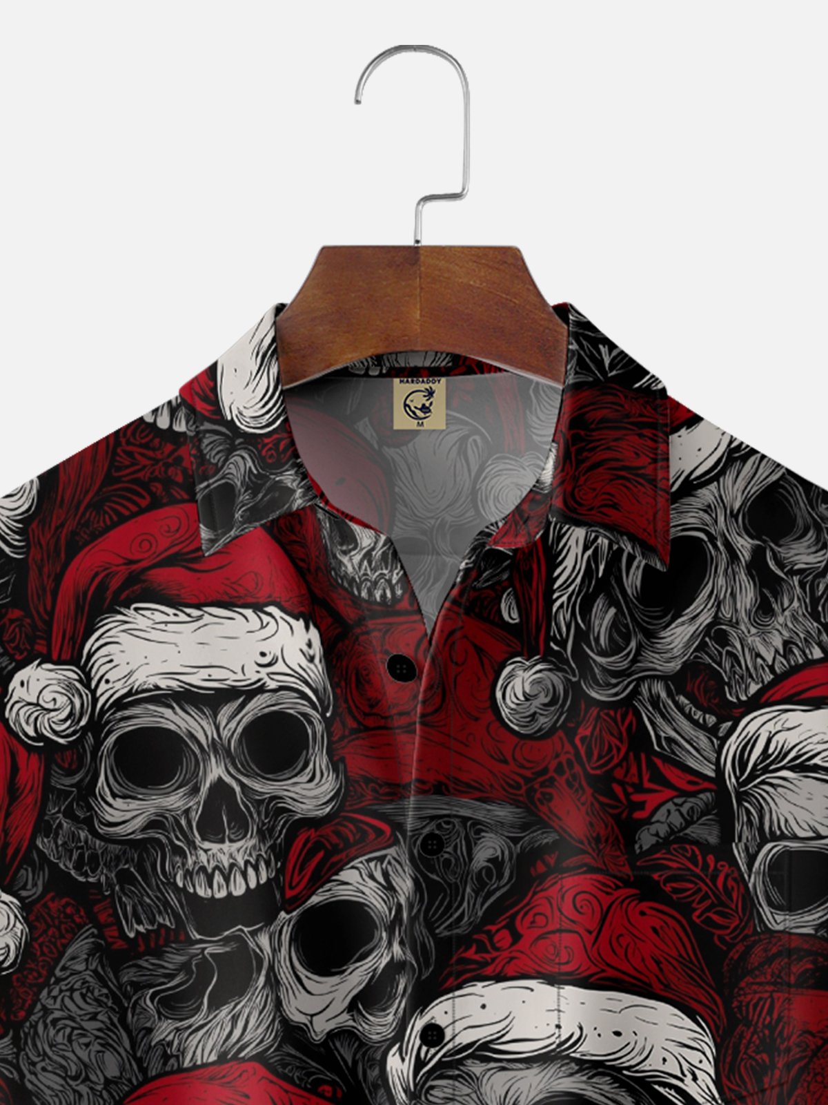 Moisture-Wicking Christmas Skull Hat Chest Pocket Hawaiian Shirt