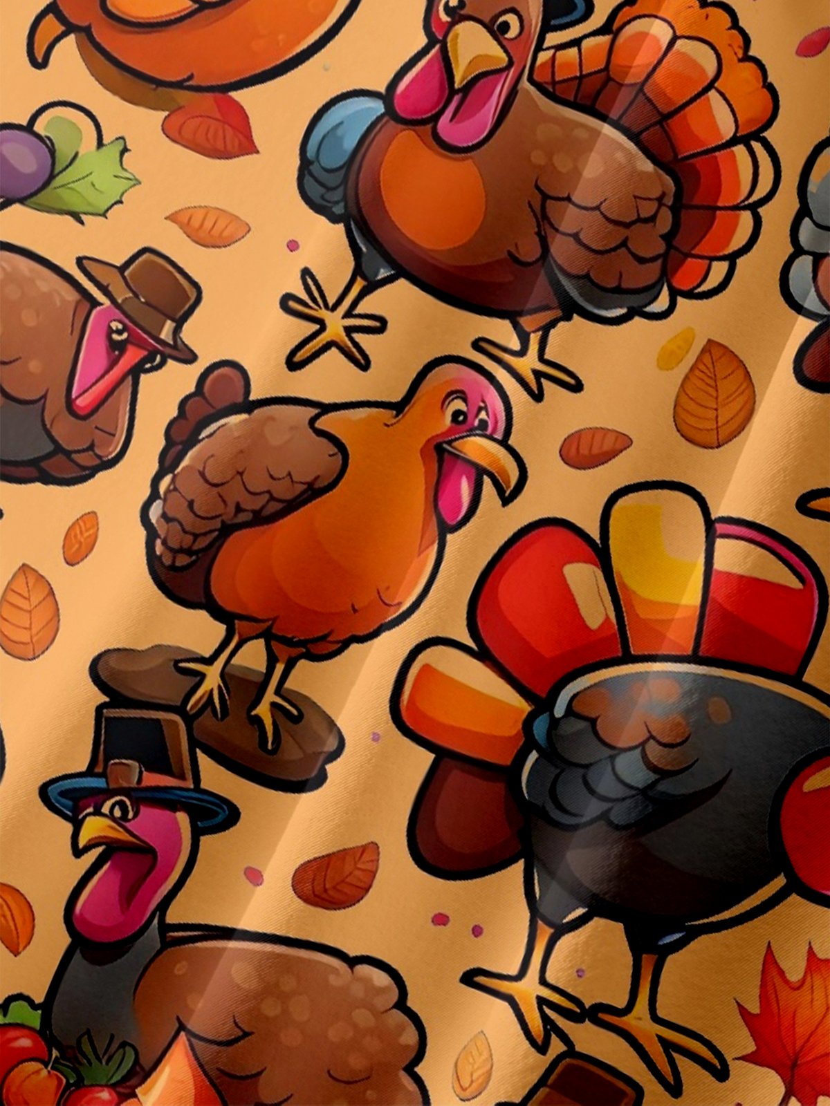 Moisture-wicking Thanksgiving Turkey Gobble Wobble Chest Pocket Casual Shirt