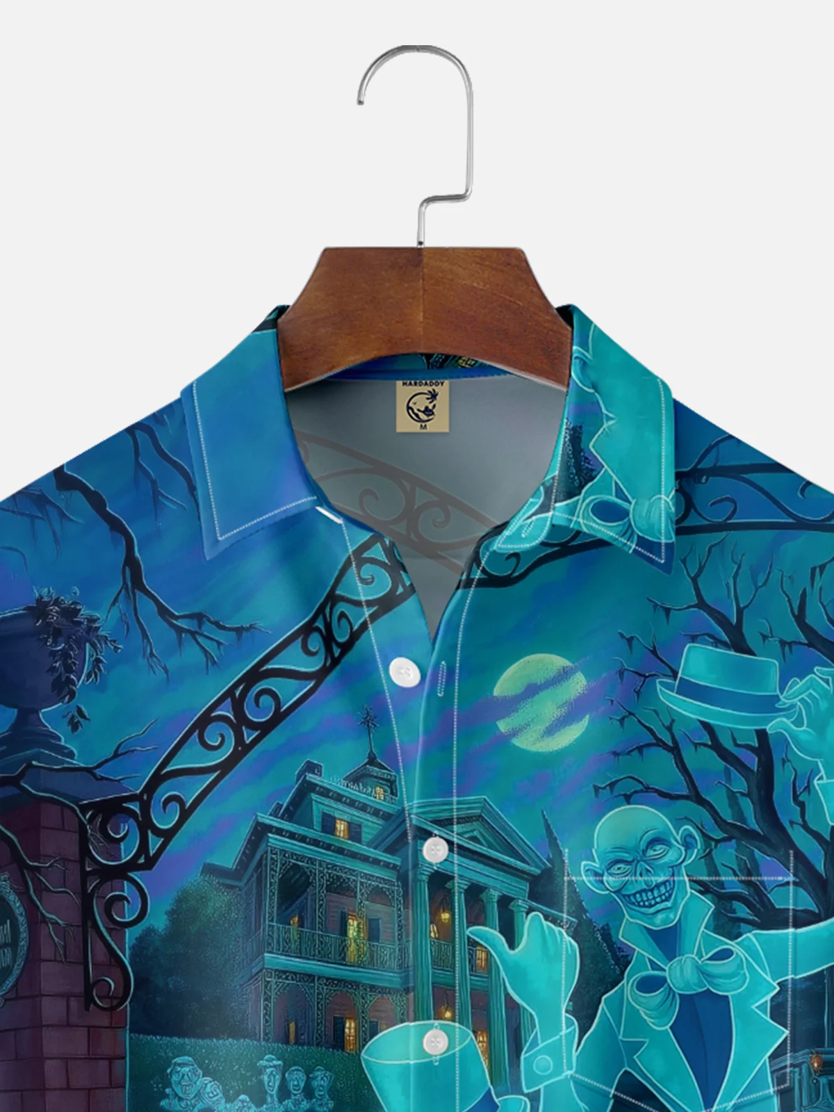Tall Size Moisture-wicking Halloween Ghost Chest Pocket Casual Shirt