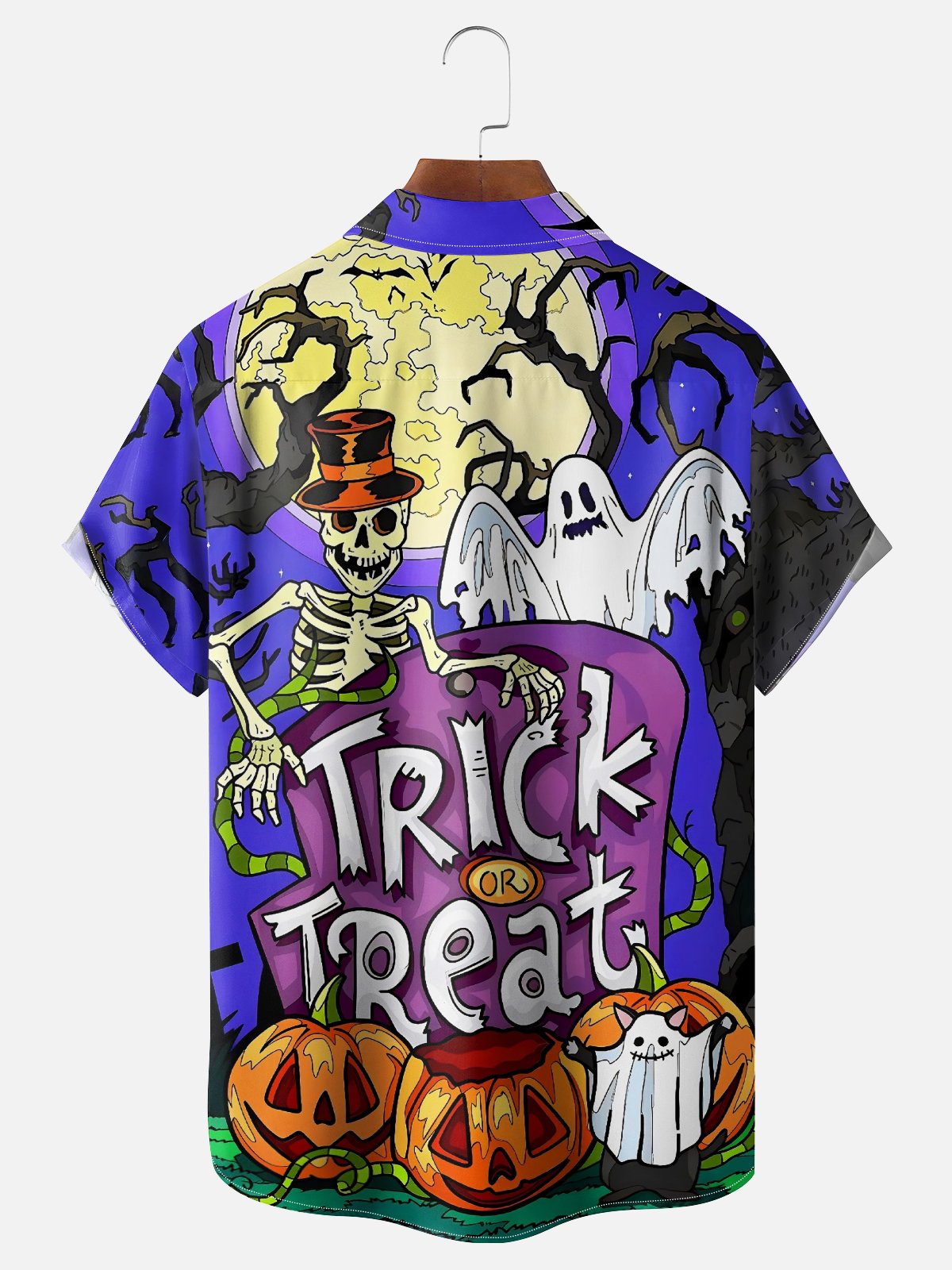 Moisture-wicking Halloween Ghost Chest Pocket Casual Shirt
