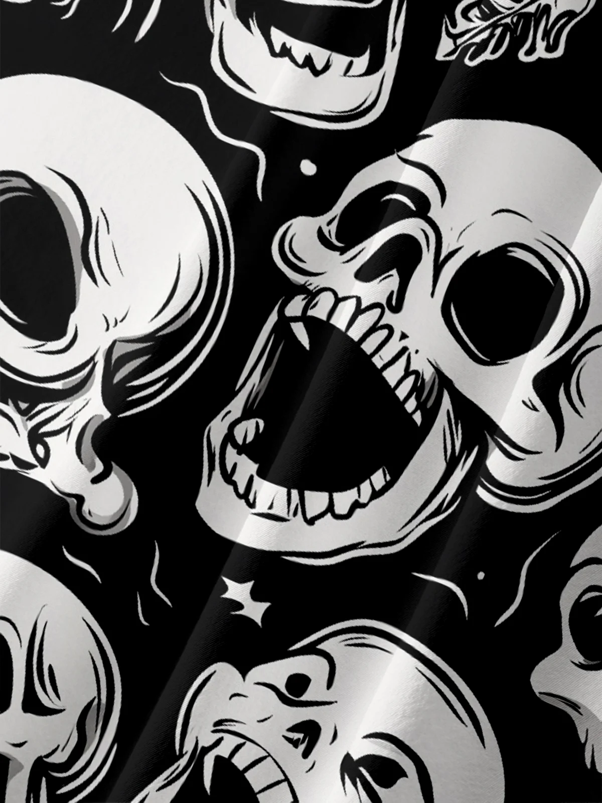 Moisture-Wicking Halloween Skull Chest Pocket Hawaiian Shirt