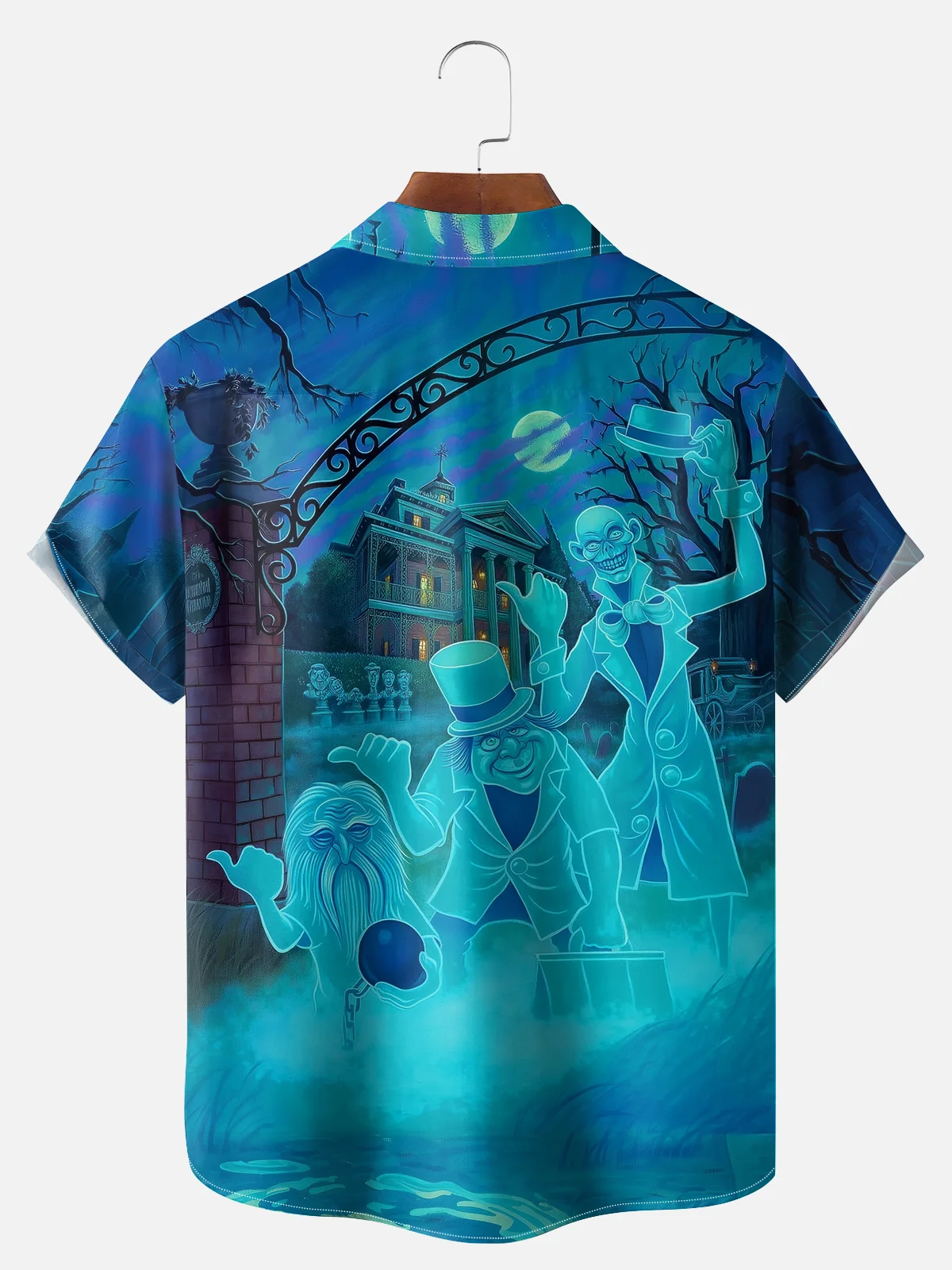 Big Size Moisture-wicking Halloween Ghost Chest Pocket Casual Shirt