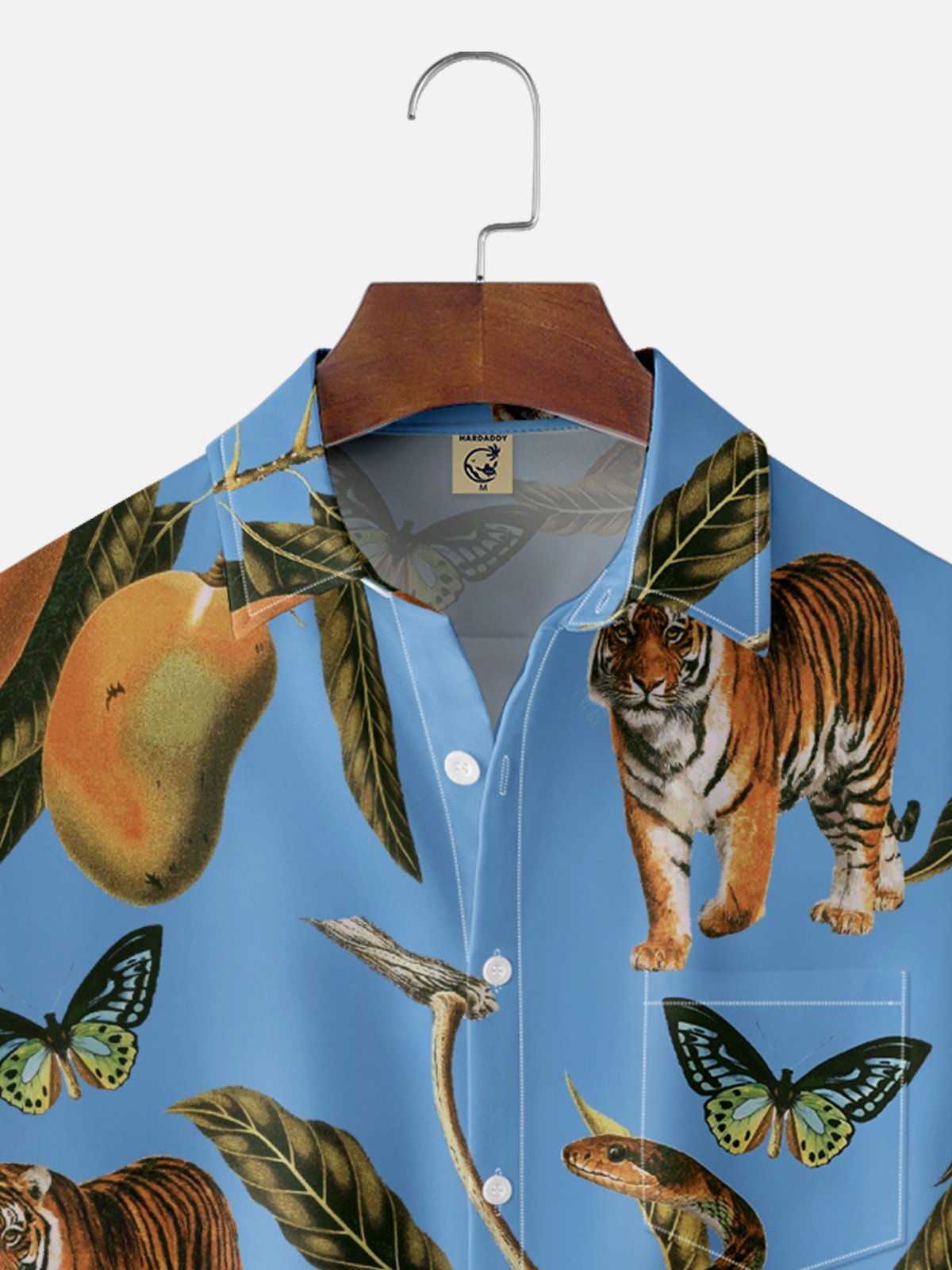 Hardaddy X Emmar Studio Moisture-wicking Tiger Mango Chest Pocket Hawaiian Shirt