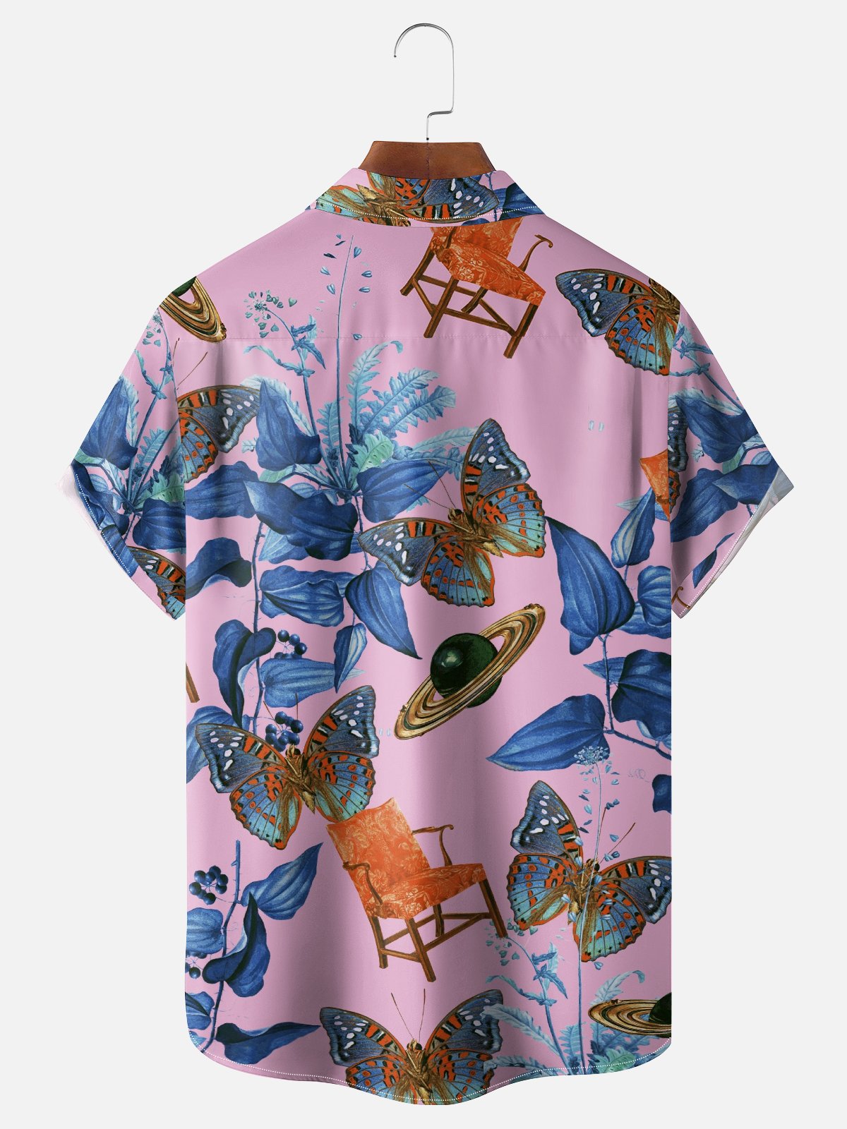 Hardaddy X Emmar Studio Moisture-wicking Butterfly Leaf Chair Planet Chest Pocket Hawaiian Shirt