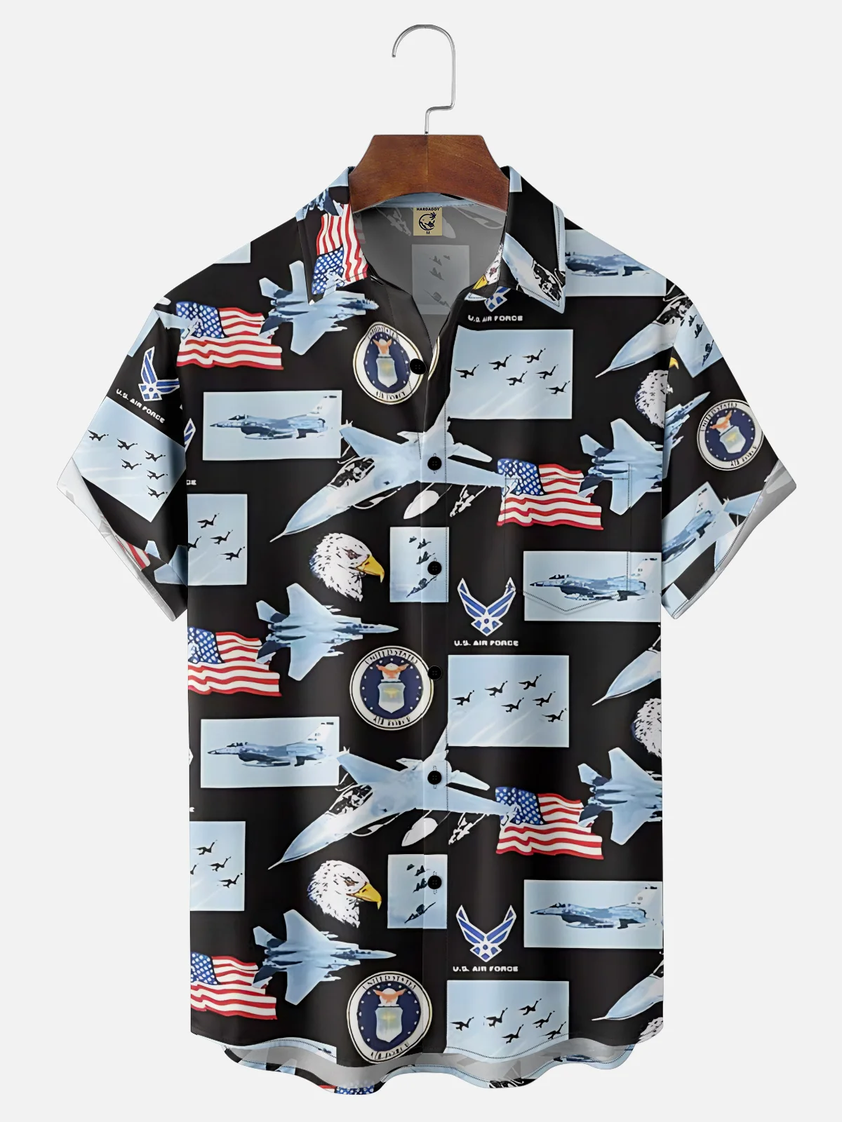 Moisture-wicking Veterans Day Air Force Chest Pocket Casual Shirt