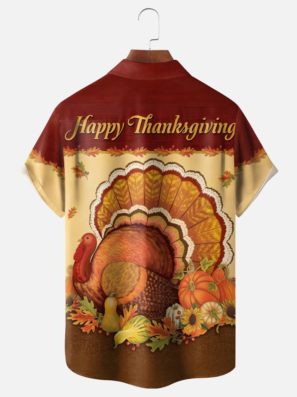 Moisture-wicking Thanksgiving Turkey Chest Pocket Casual Shirt