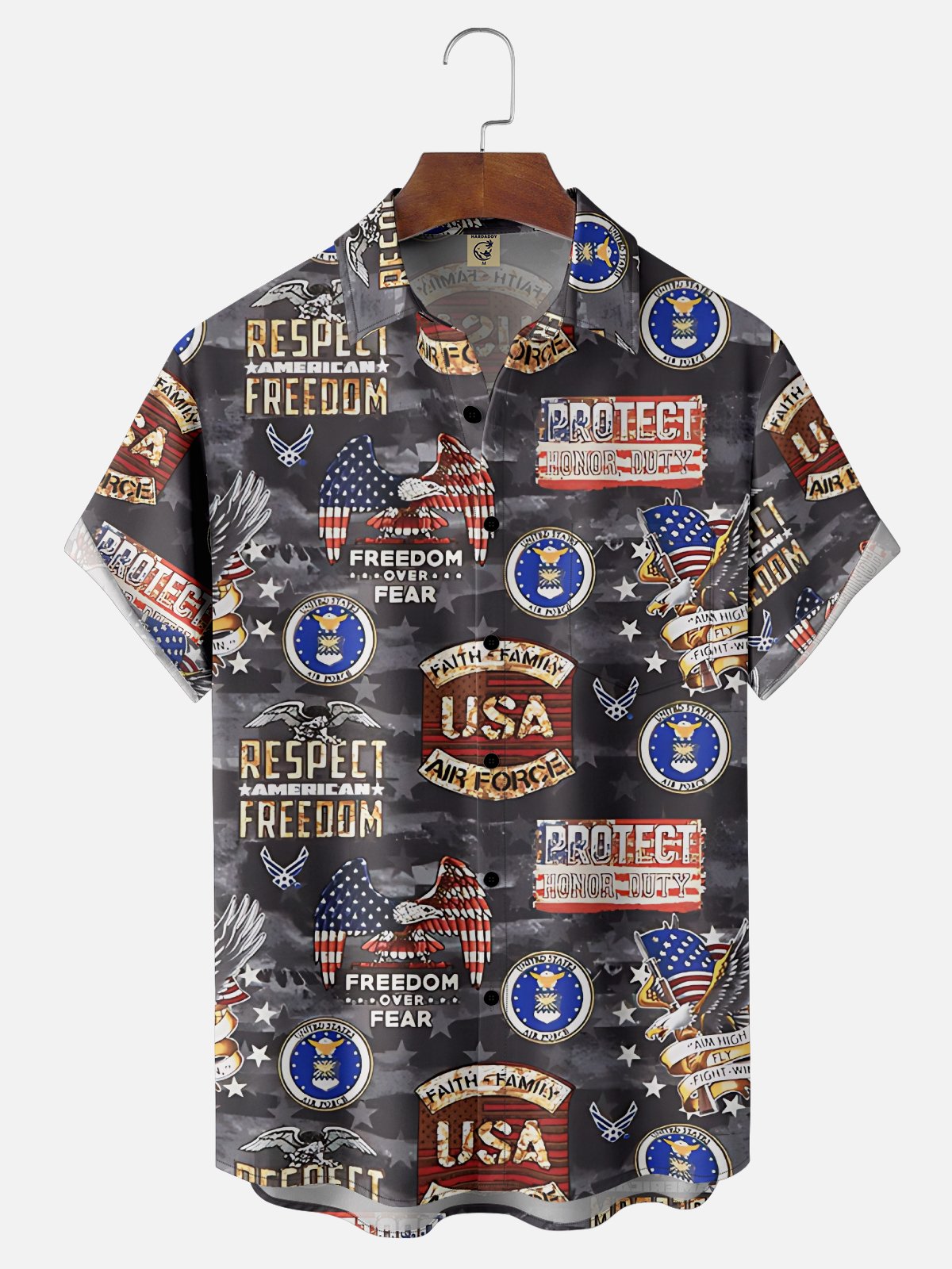 Moisture-wicking Veterans Day Air Force Chest Pocket Casual Shirt