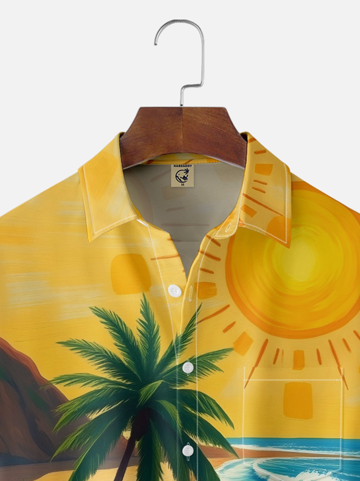 Moisture-wicking Palm Tree Chest Pocket Hawaiian Shirt