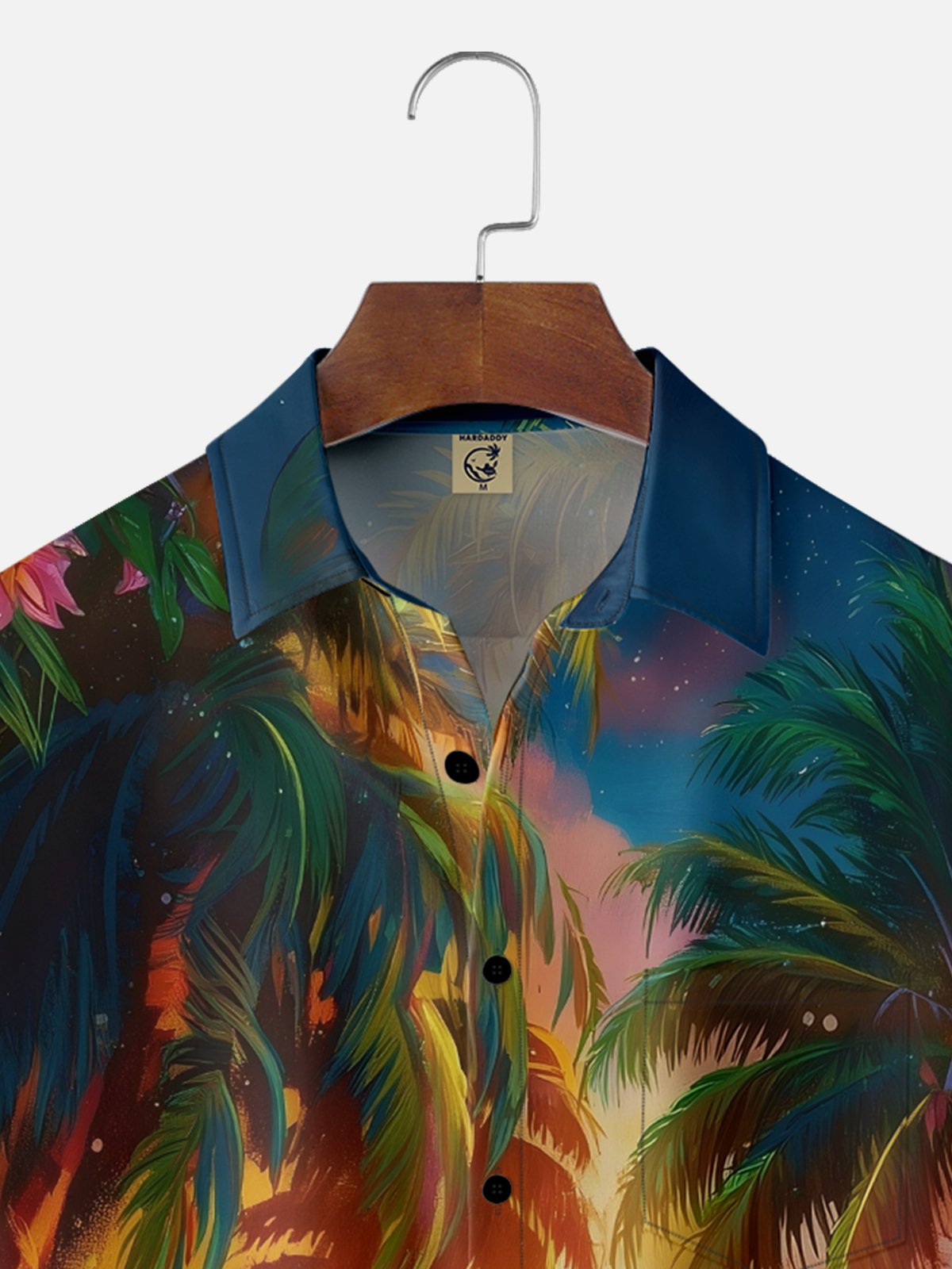 Moisture-wicking Palm Tree Chest Pocket Hawaiian Shirt
