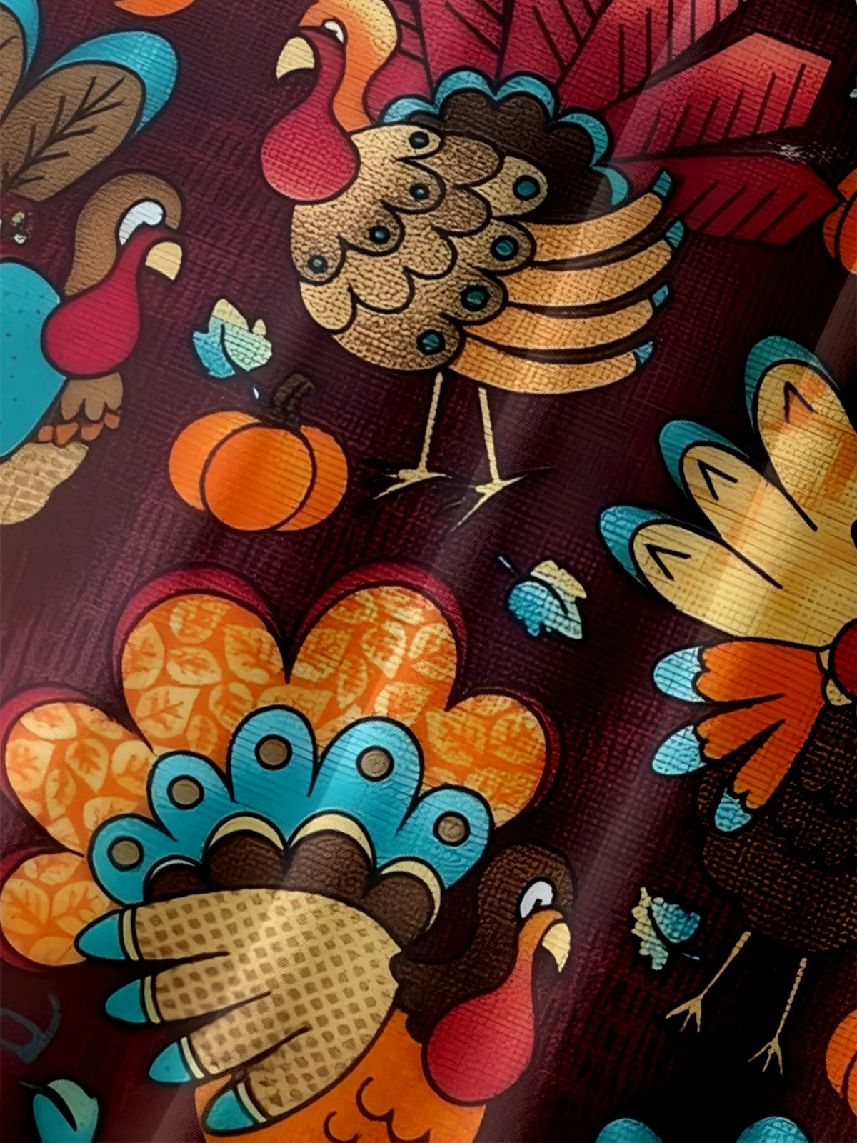 Moisture-wicking Thanksgiving Turkey Chest Pocket Casual Shirt