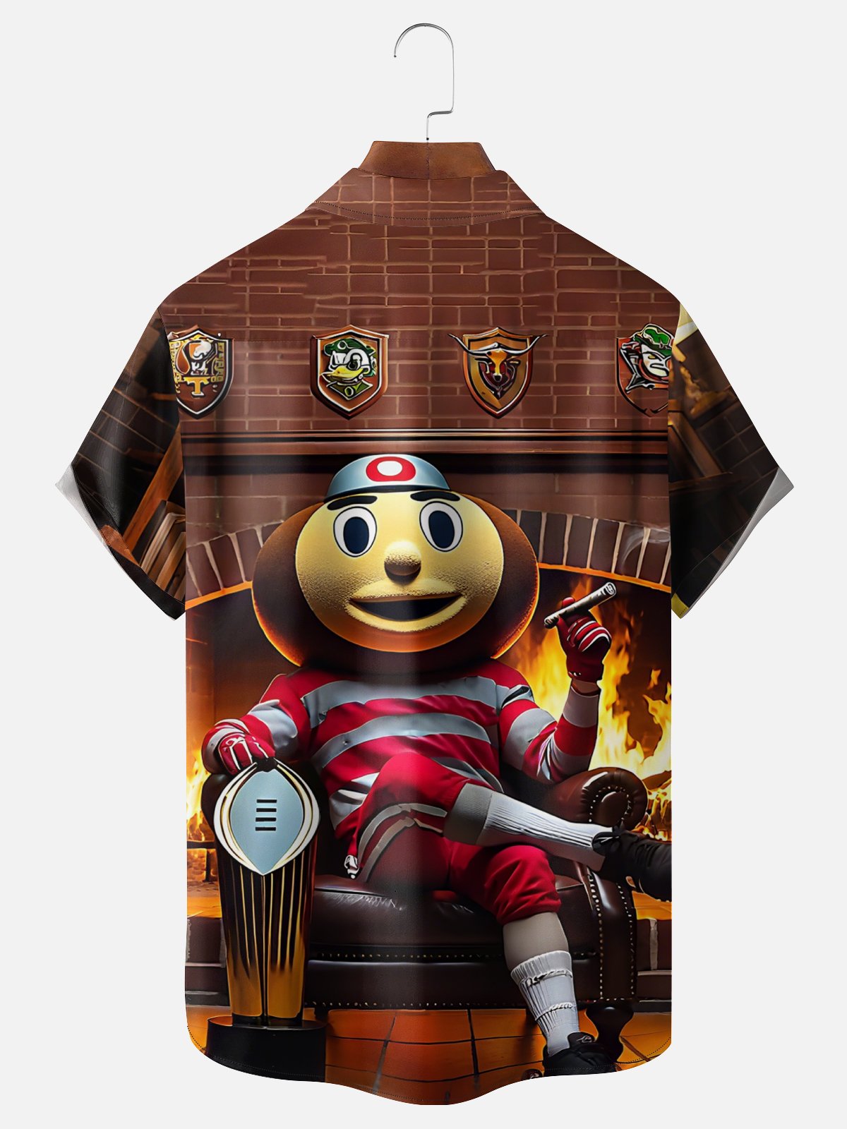 Moisture-wicking American Football Ohio State Art Buckeyes Chest Pocket Casual Shirt