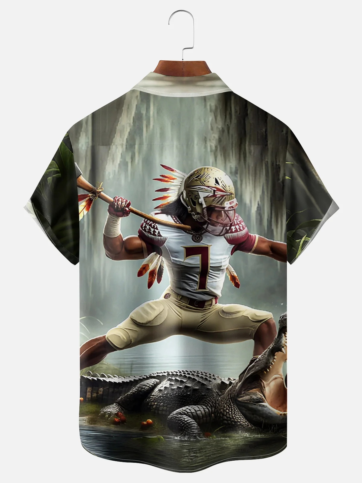Moisture-wicking American Football Florida Art State Seminoles Chest Pocket Casual Shirt
