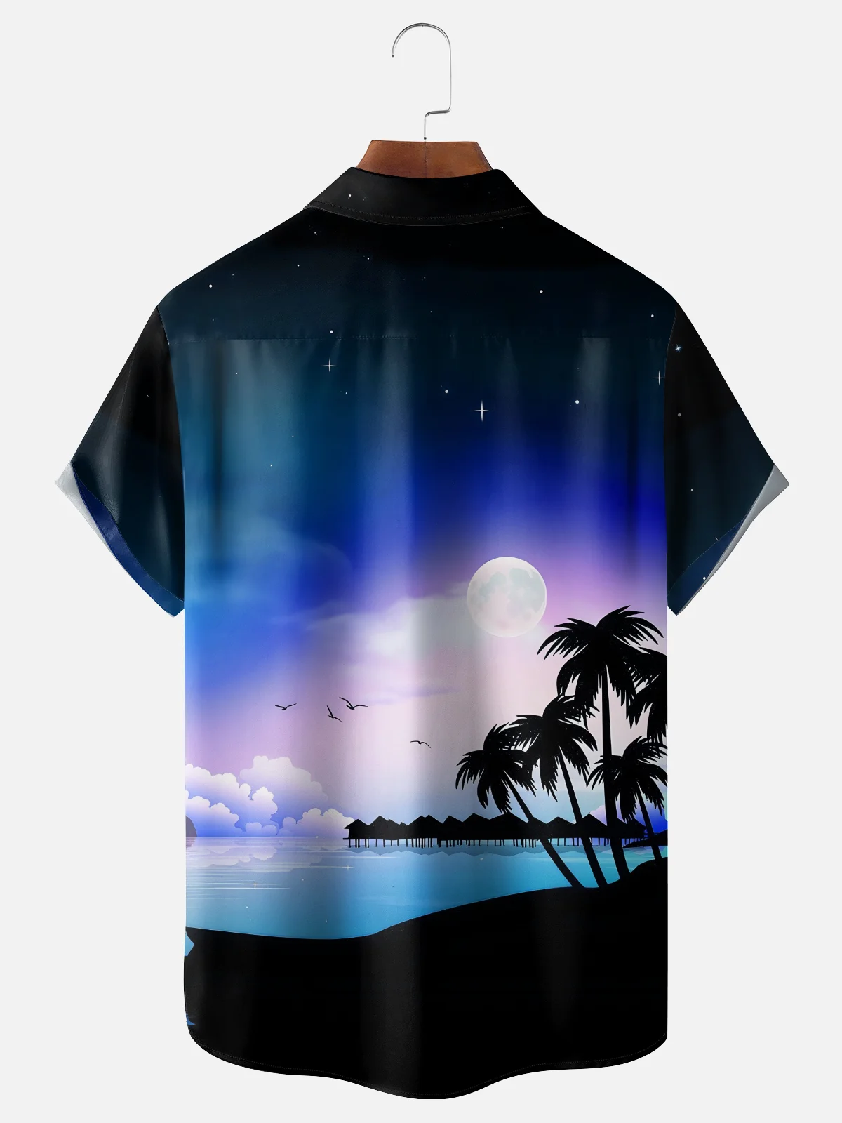 Moisture-wicking Palm Tree Chest Pocket Hawaiian Shirt