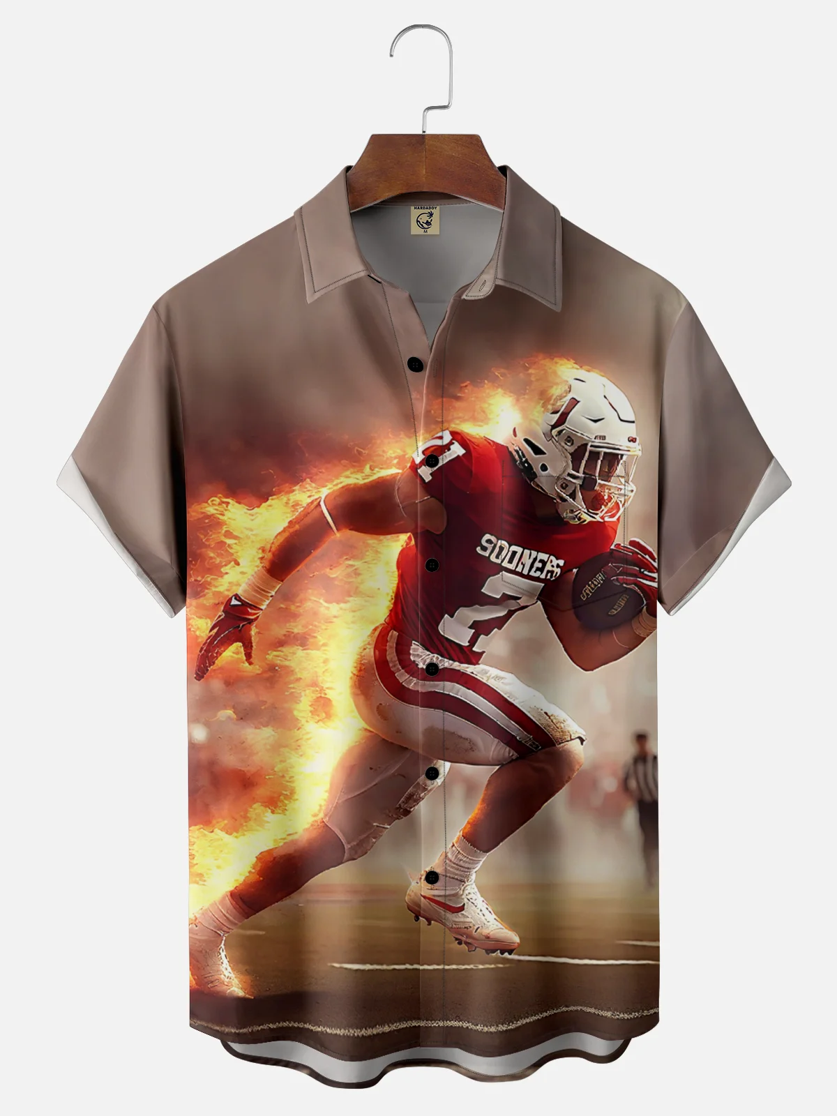 Moisture-wicking American Football Oklahoma City Art Sooners Chest Pocket Casual Shirt