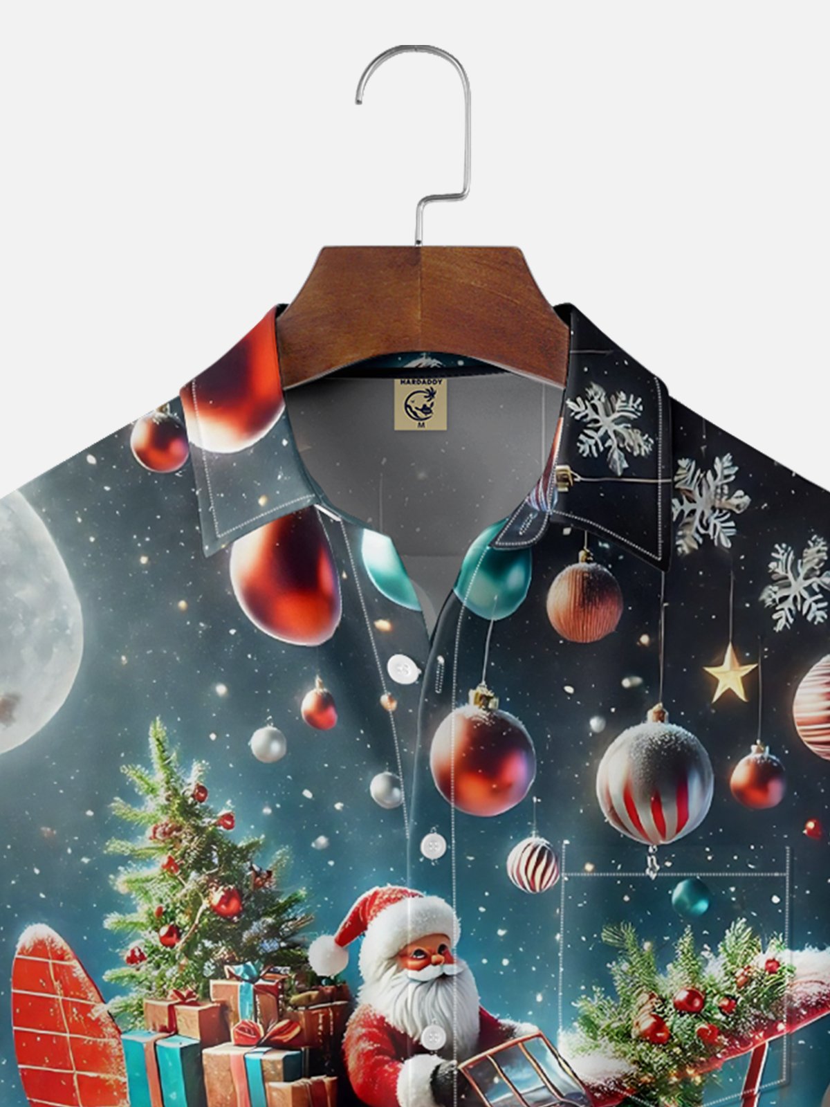 Moisture-wicking Christmas Santa Claus Airplane Christmas Tree Chest Pocket Casual Shirt