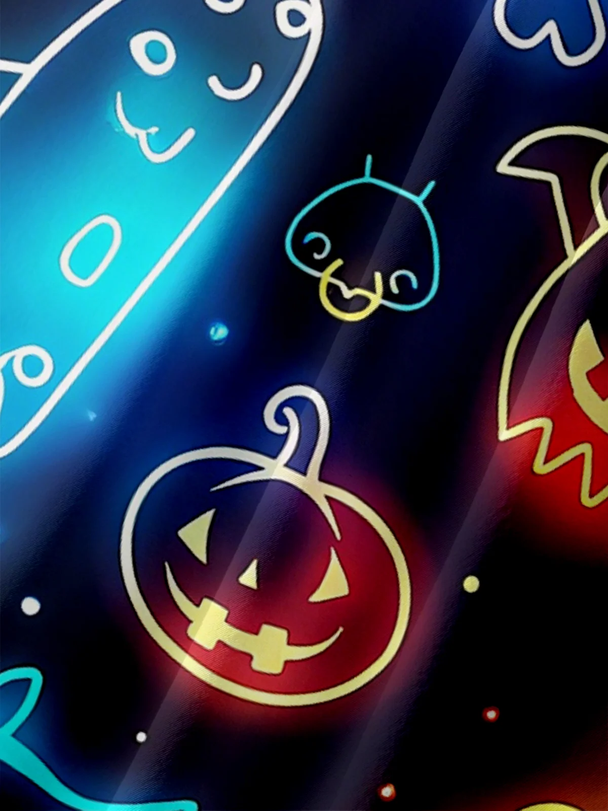 Moisture-wicking Halloween Fluorescent Pumpkin Ghost Fun Chest Pocket Casual Shirt