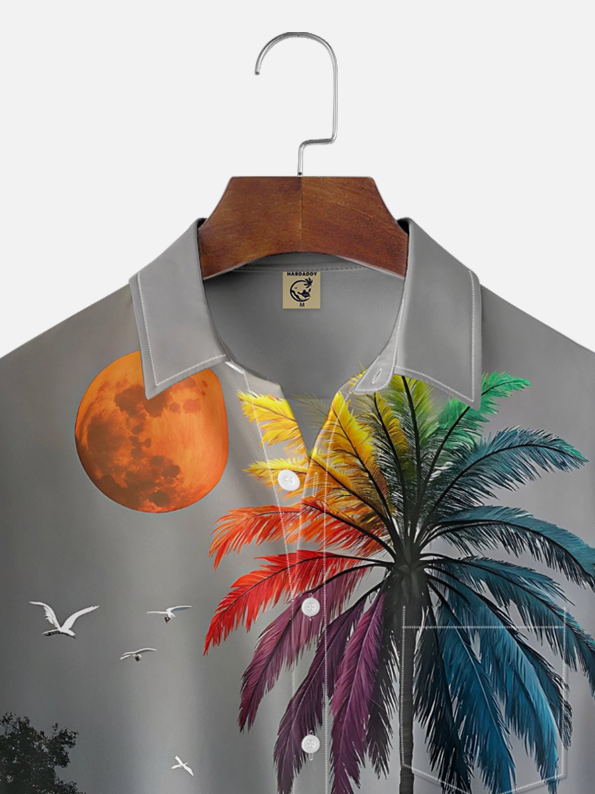 Moisture-wicking Art Beach Coconut Tree Art Chest Pocket Hawaiian Shirt
