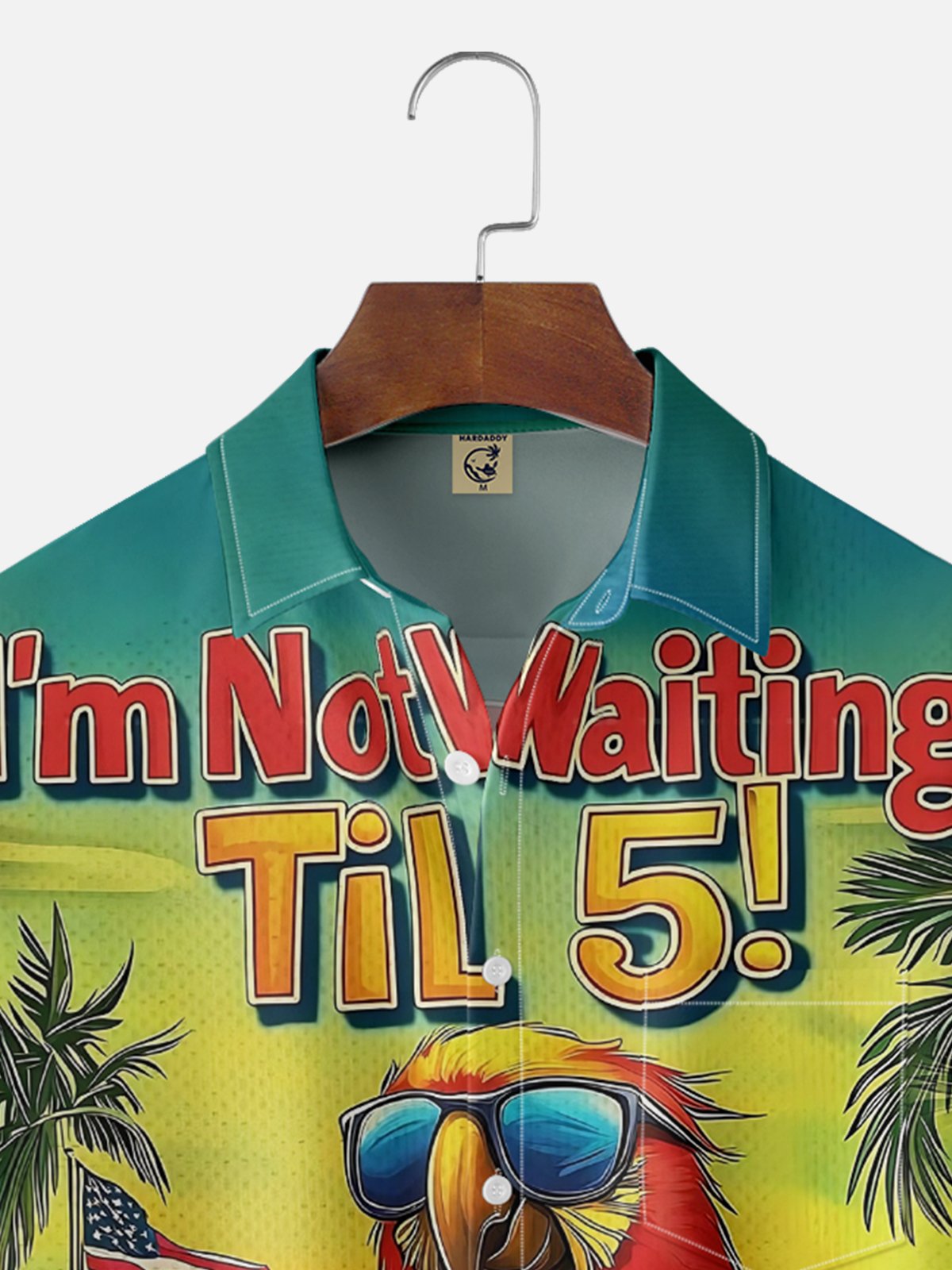 Moisture-wicking Funny Parrot "I'm Not Waiting Til 5" Vacation Chest Pocket Hawaiian Shirt
