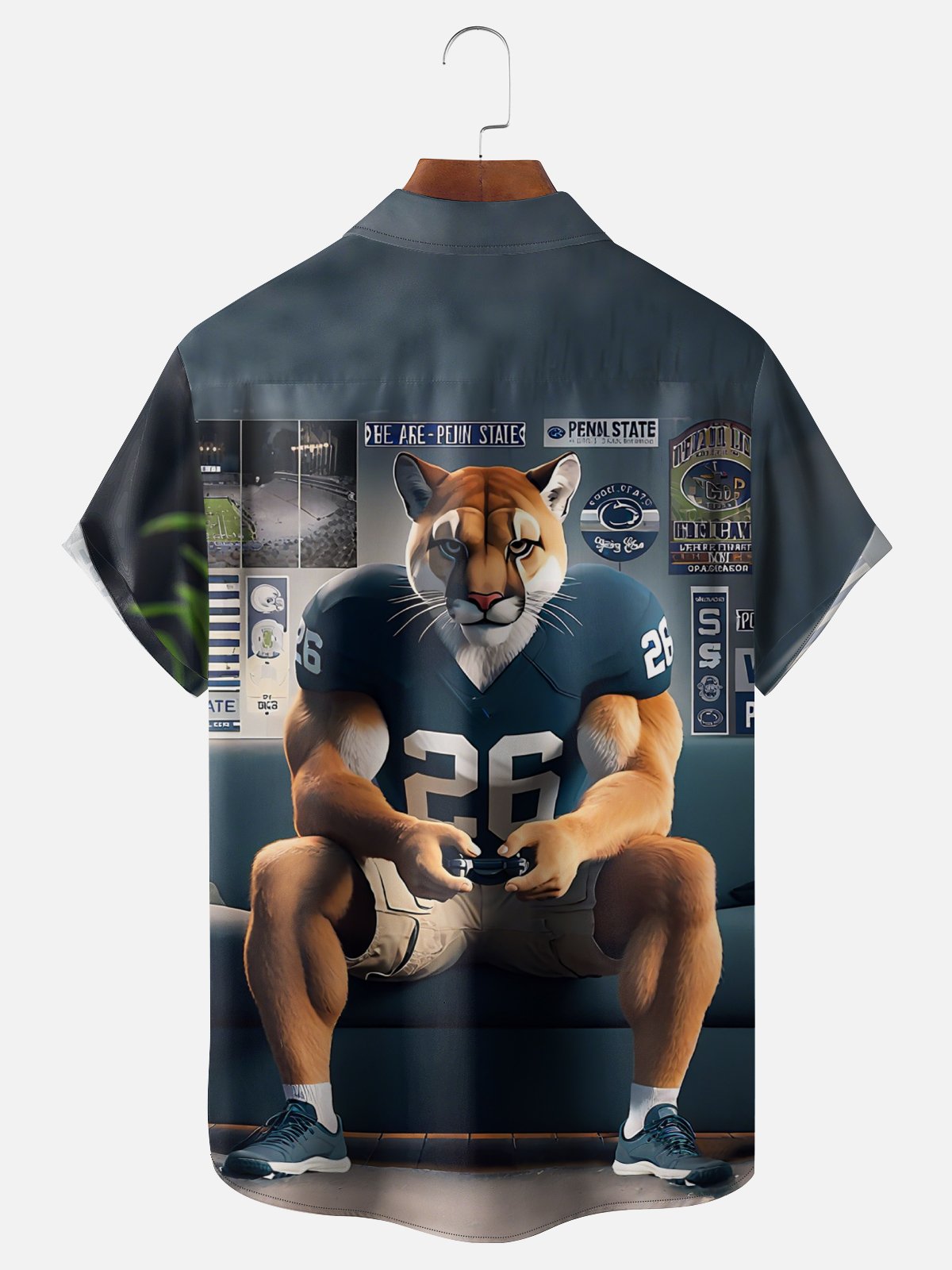 Moisture-wicking American Football Penn State Fun Nittany Lions Chest Pocket Casual Shirt