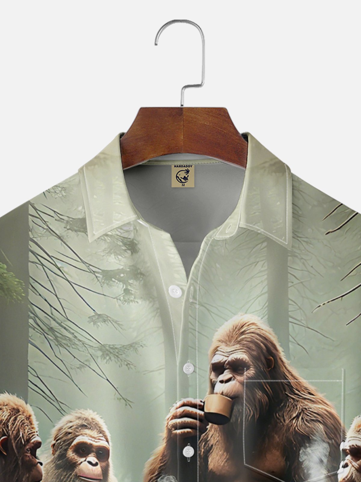 Moisture-wicking Forest Bigfoot Coffee Chest Pocket Casual Shirt