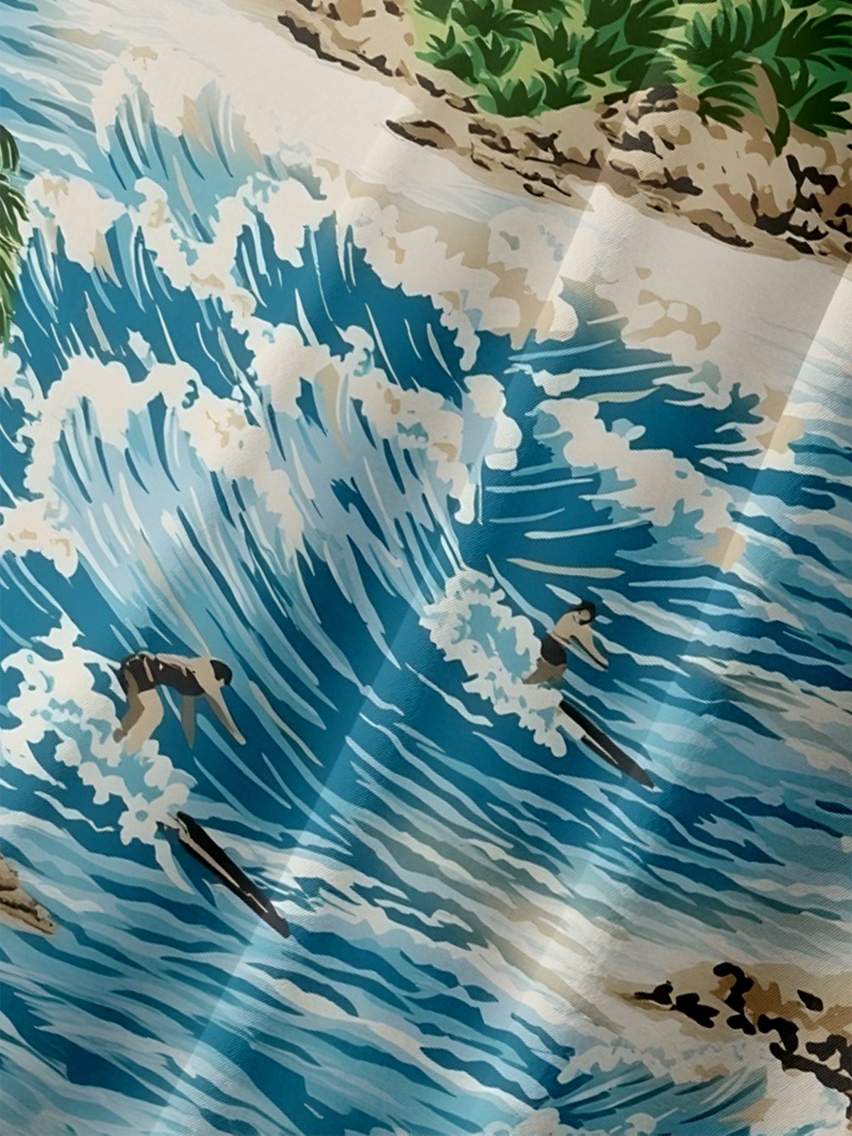 Moisture-wicking Palm Tree Chest Pocket Hawaiian Shirt