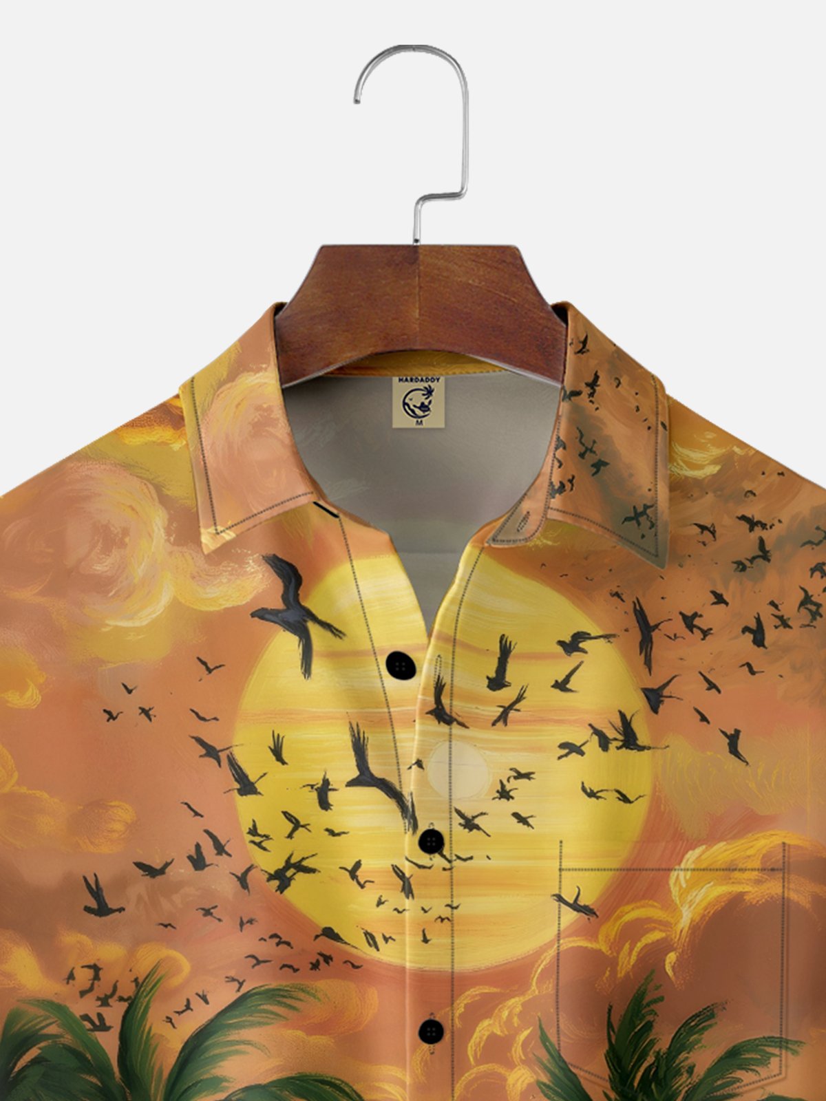 Moisture-wicking Palm Tree Chest Pocket Hawaiian Shirt