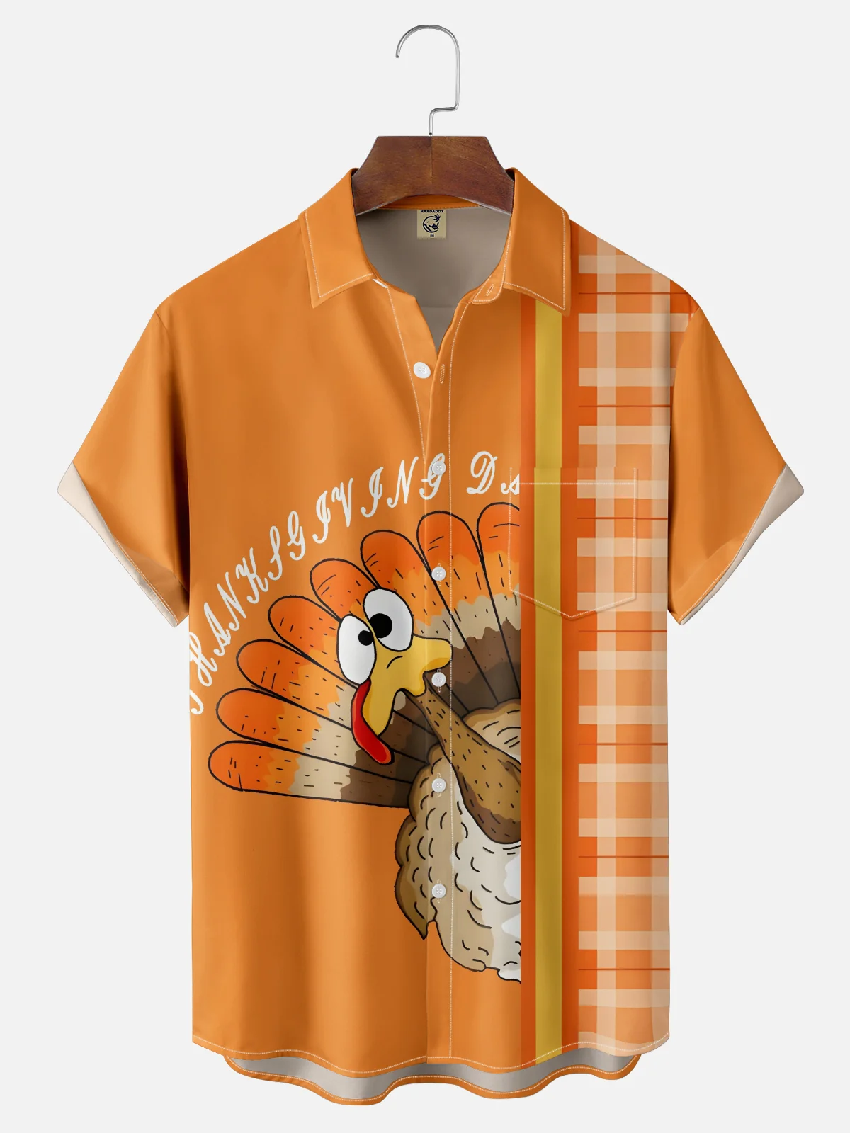 Moisture-wicking Thanksgiving Turkey Chest Pocket Casual Shirt
