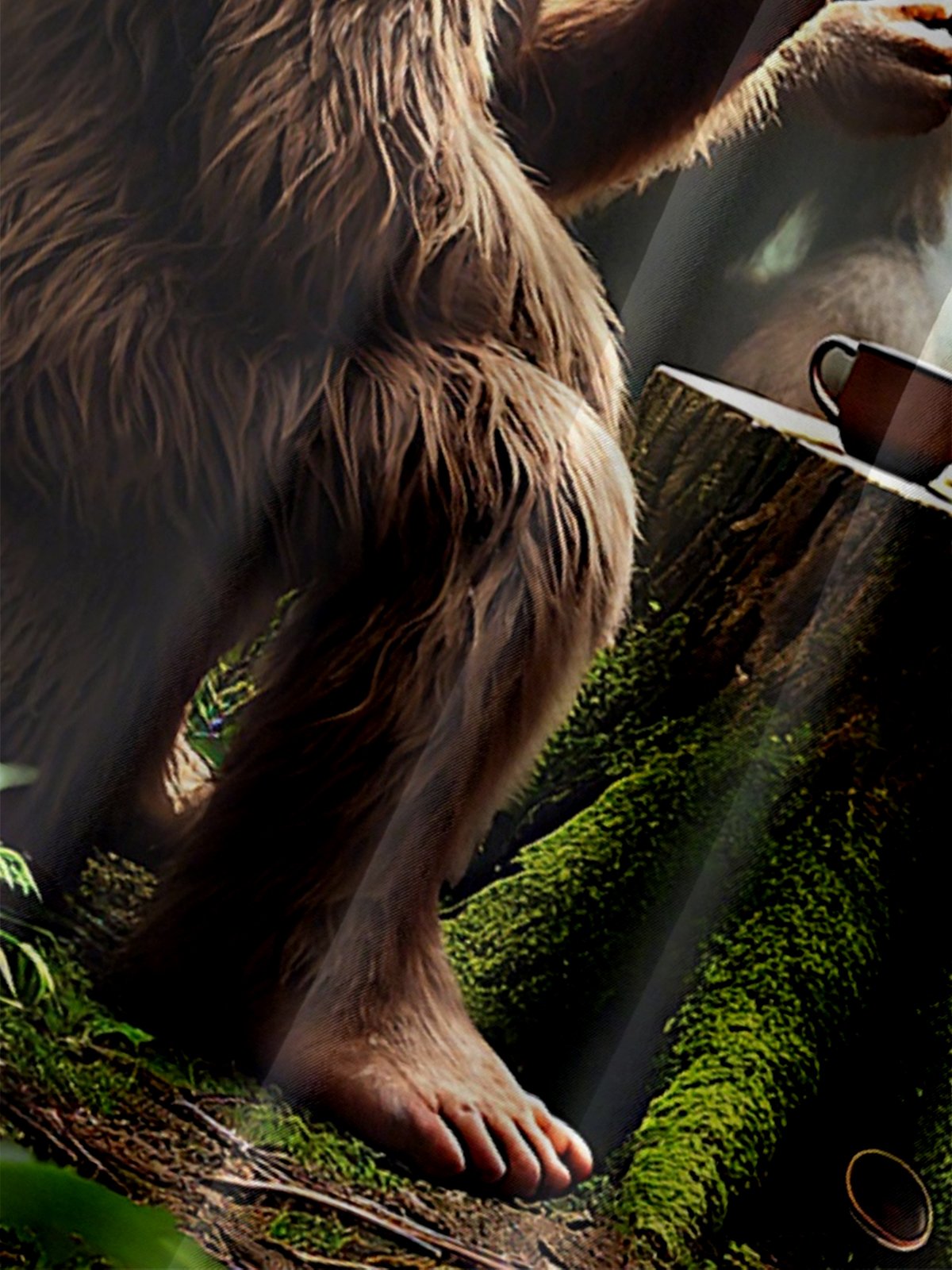 Moisture-wicking Forest Bigfoot Coffee Chest Pocket Casual Shirt