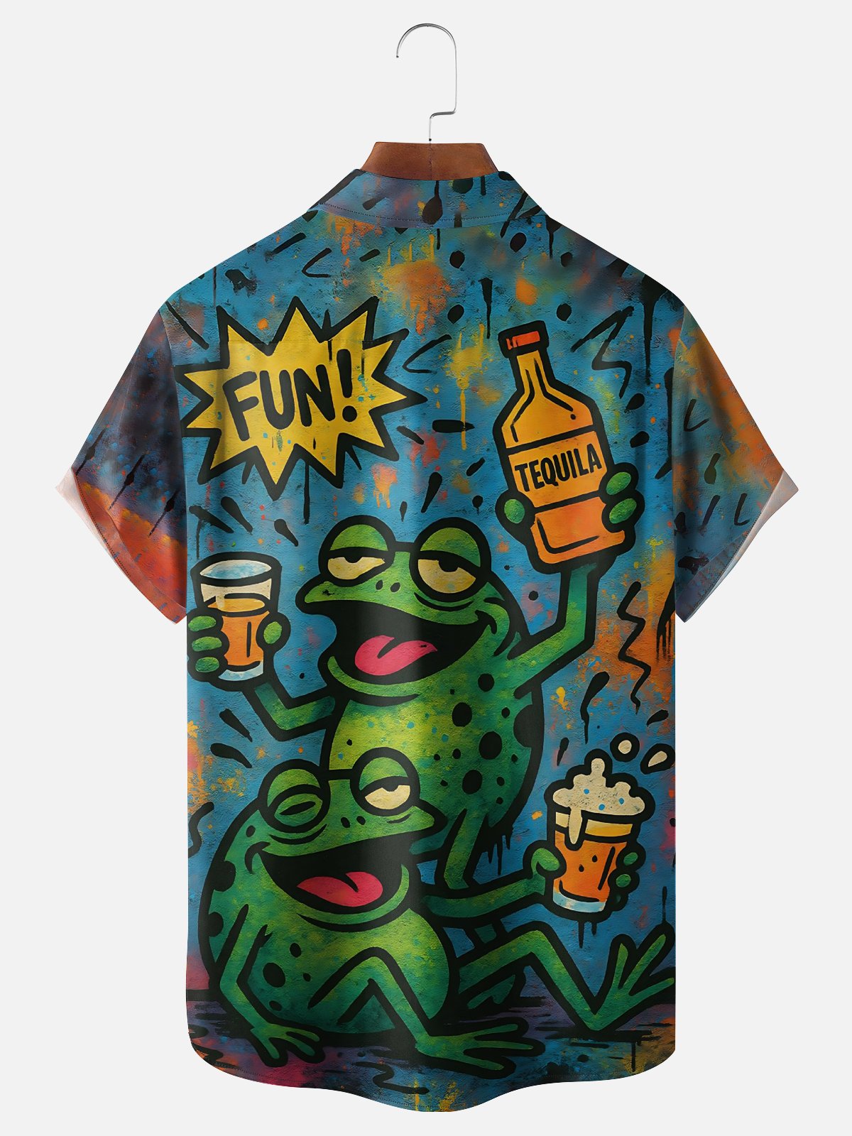 Moisture-wicking Fun Fun Beer Chest Pocket Hawaiian Shirt