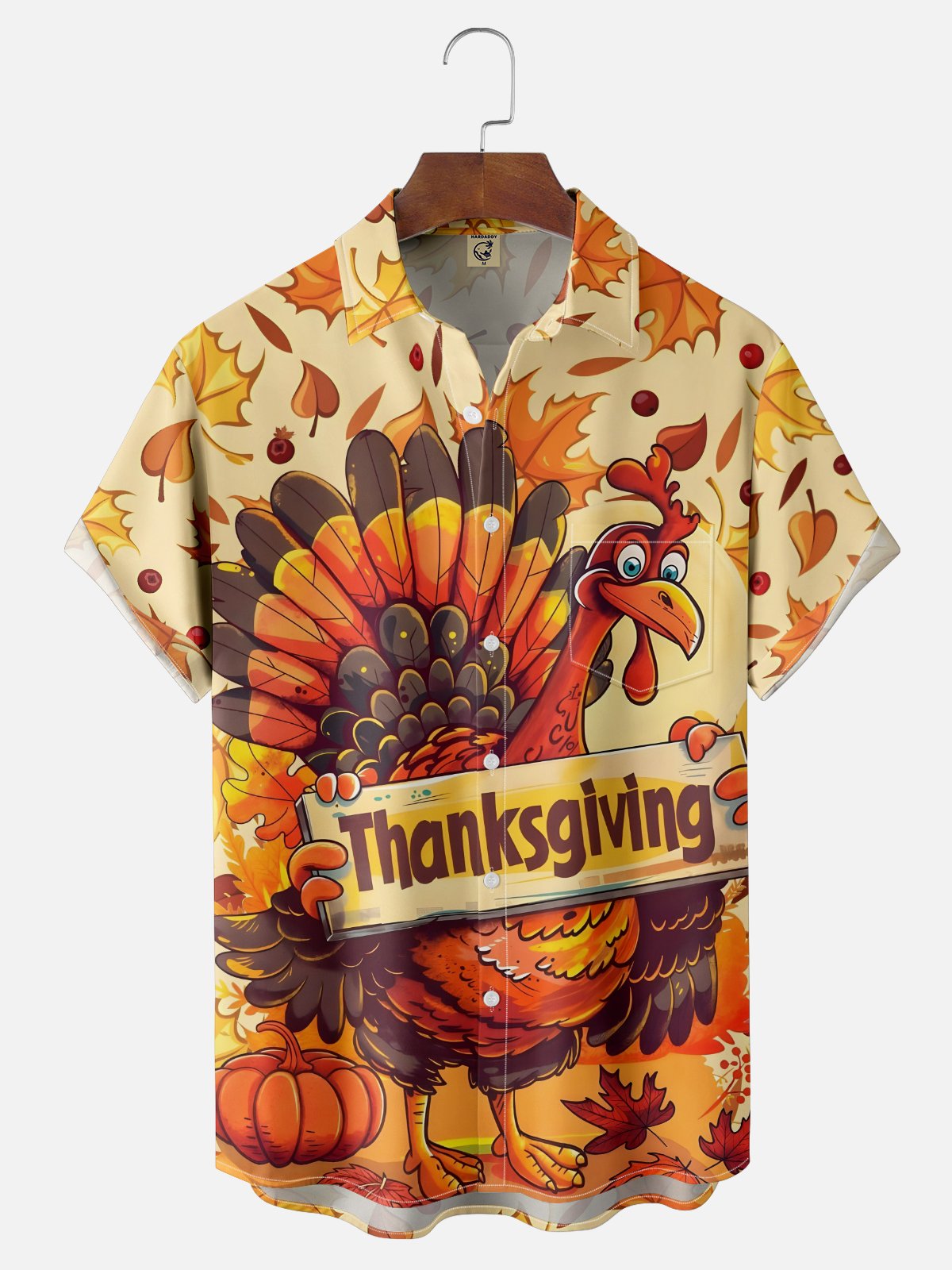 Moisture-wicking Thanksgiving Turkey Chest Pocket Casual Shirt