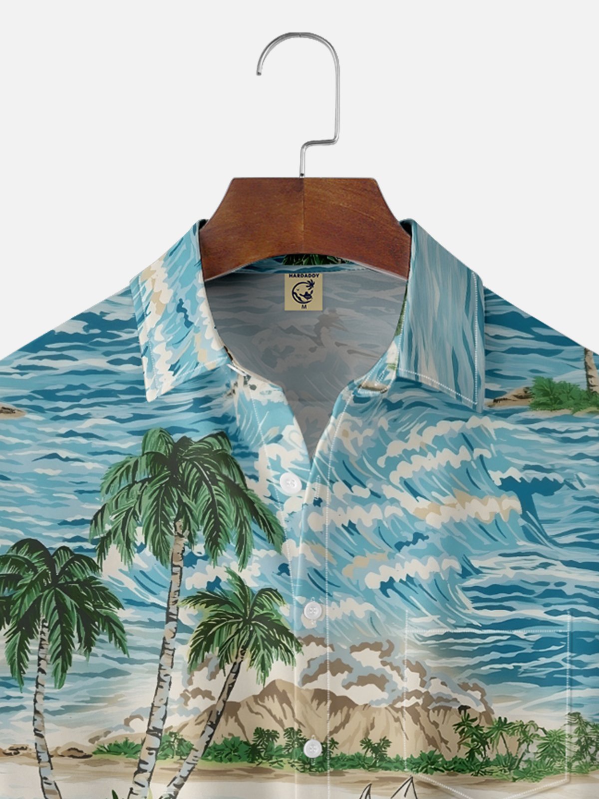 Moisture-wicking Palm Tree Chest Pocket Hawaiian Shirt