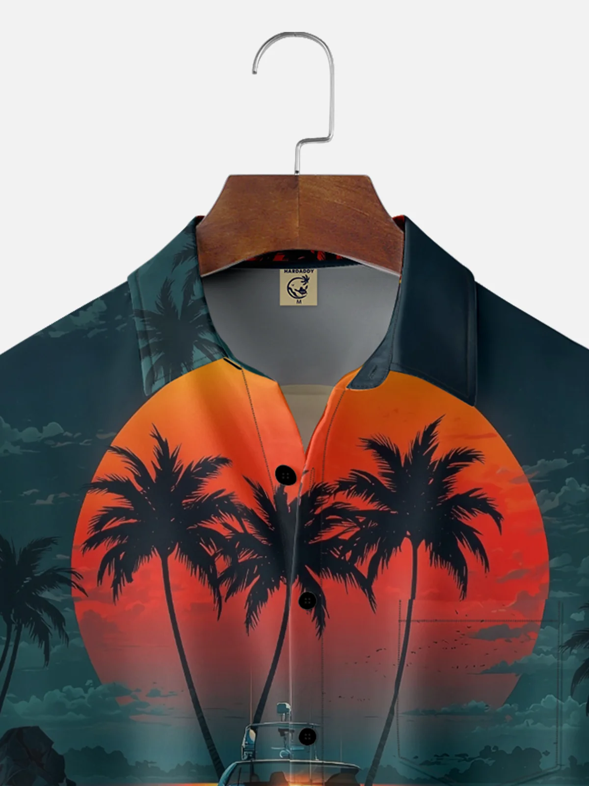 Moisture-wicking Coconut Tree Yacht Chest Pocket Hawaiian Shirt