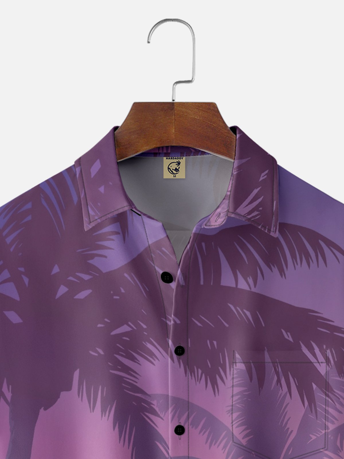 Moisture-wicking Coconut Tree Gradient Color Chest Pocket Hawaiian Shirt