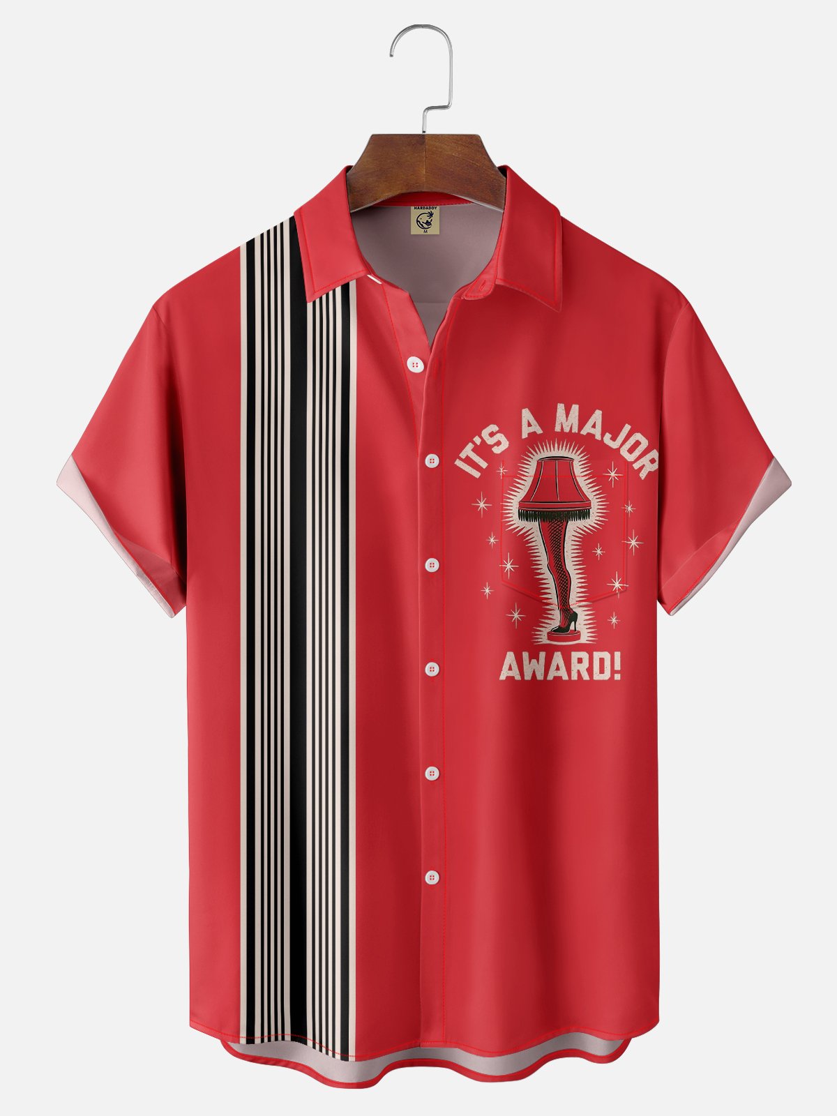 Moisture-Wicking Christmas Thigh Lights Snowflake Chest Pocket Bowling Shirt