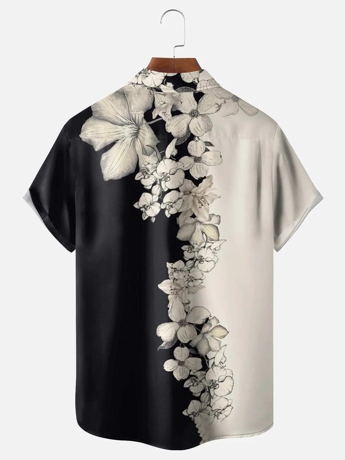 Moisture Wicking Contrast Floral Chest Pocket Hawaiian Shirt