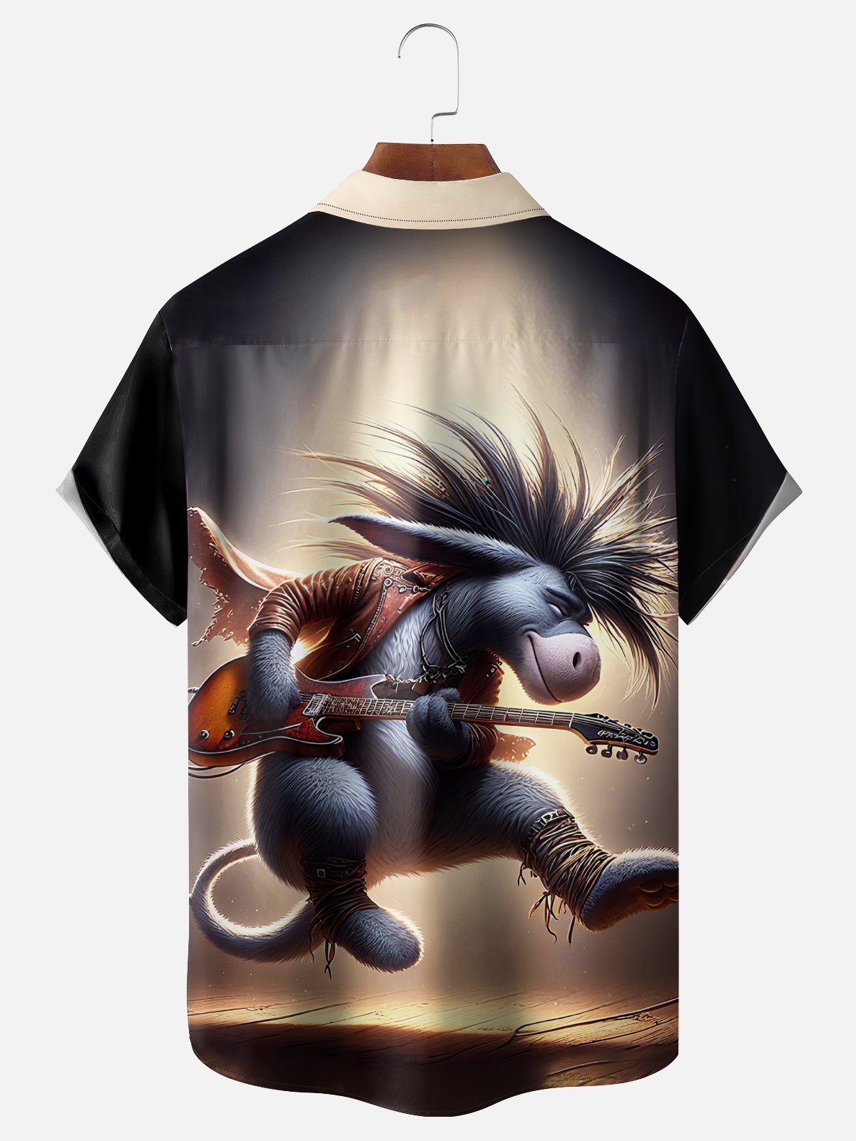 Moisture Wicking Rock Music Guitar Donkey Chest Pocket Hawaiian Shirt