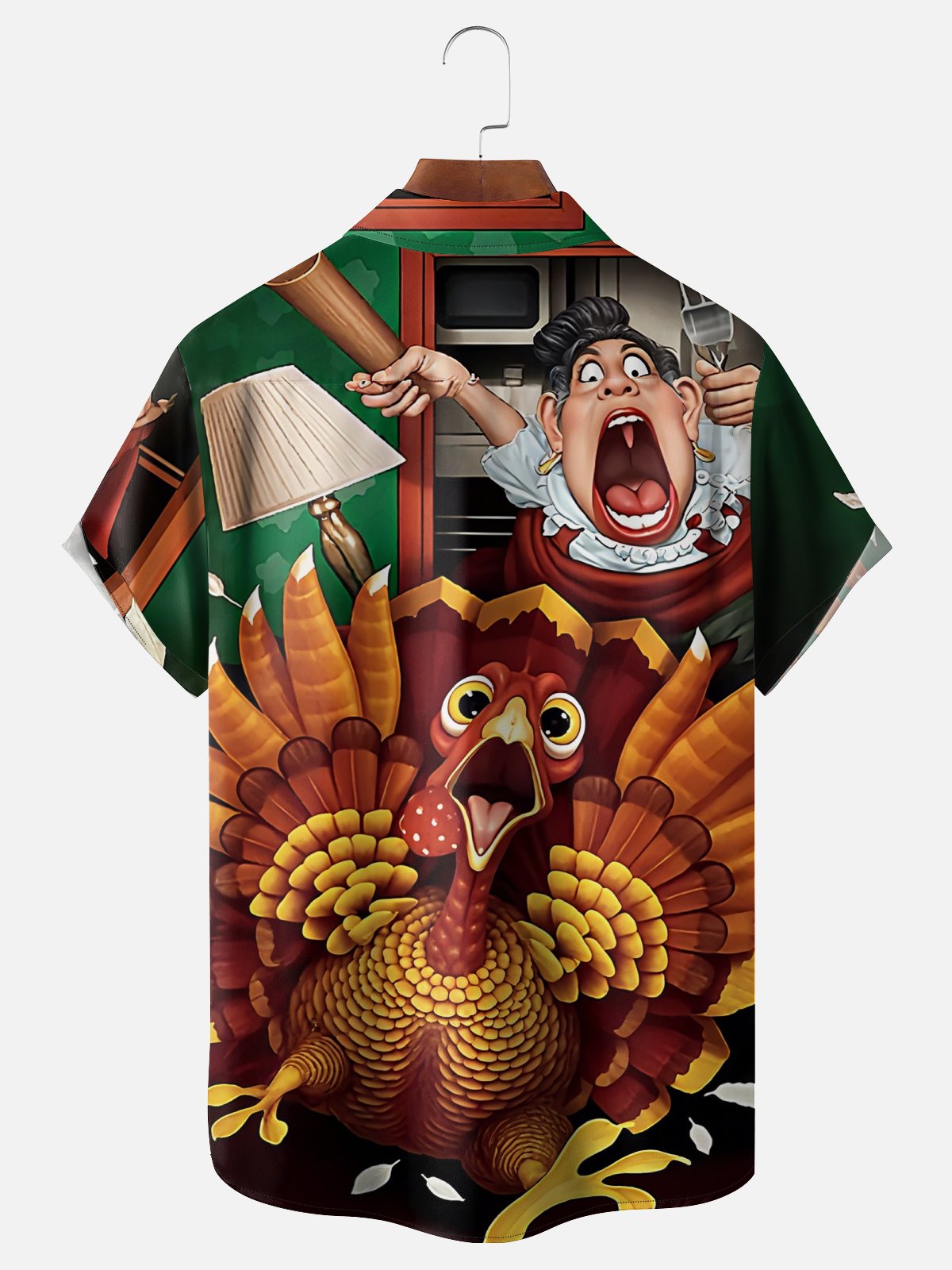 Moisture Wicking Funny Thanksgiving Turkey Chest Pocket Hawaiian Shirt