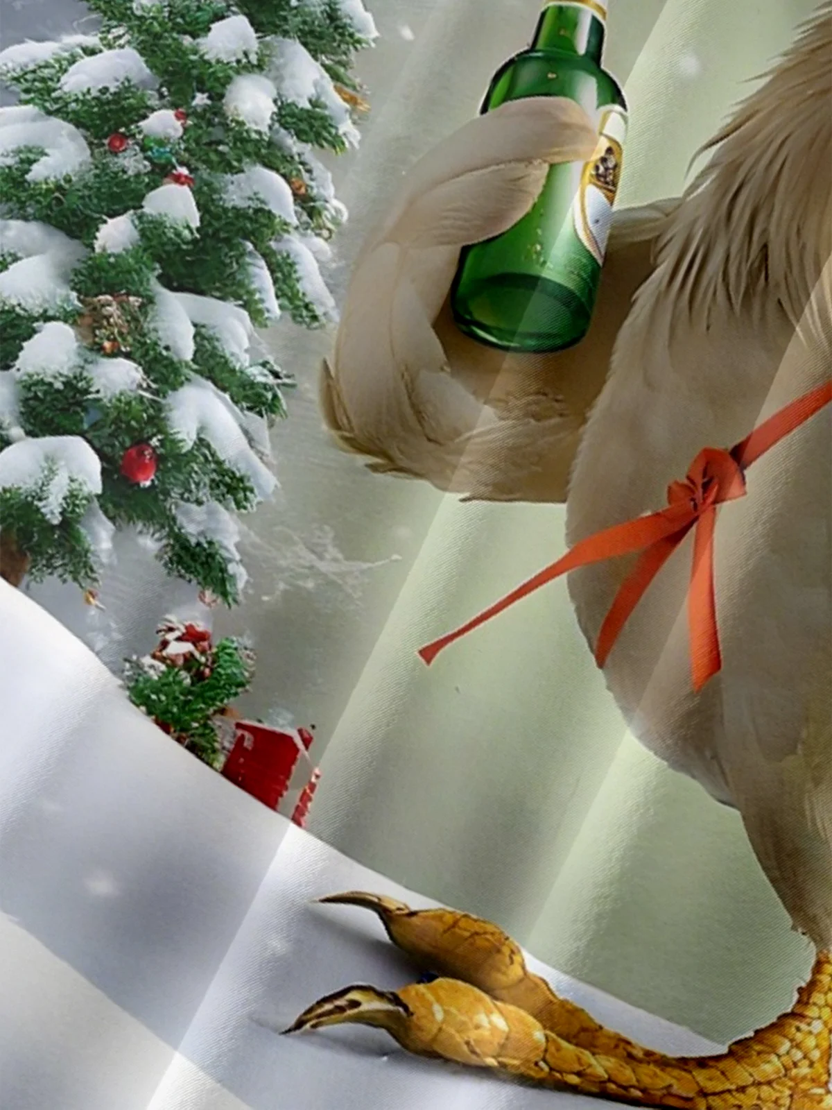 Moisture-Wicking Gradient Christmas Kung Fu chicken Christmas Tree Snowflake Chest Pocket Hawaiian Shirt