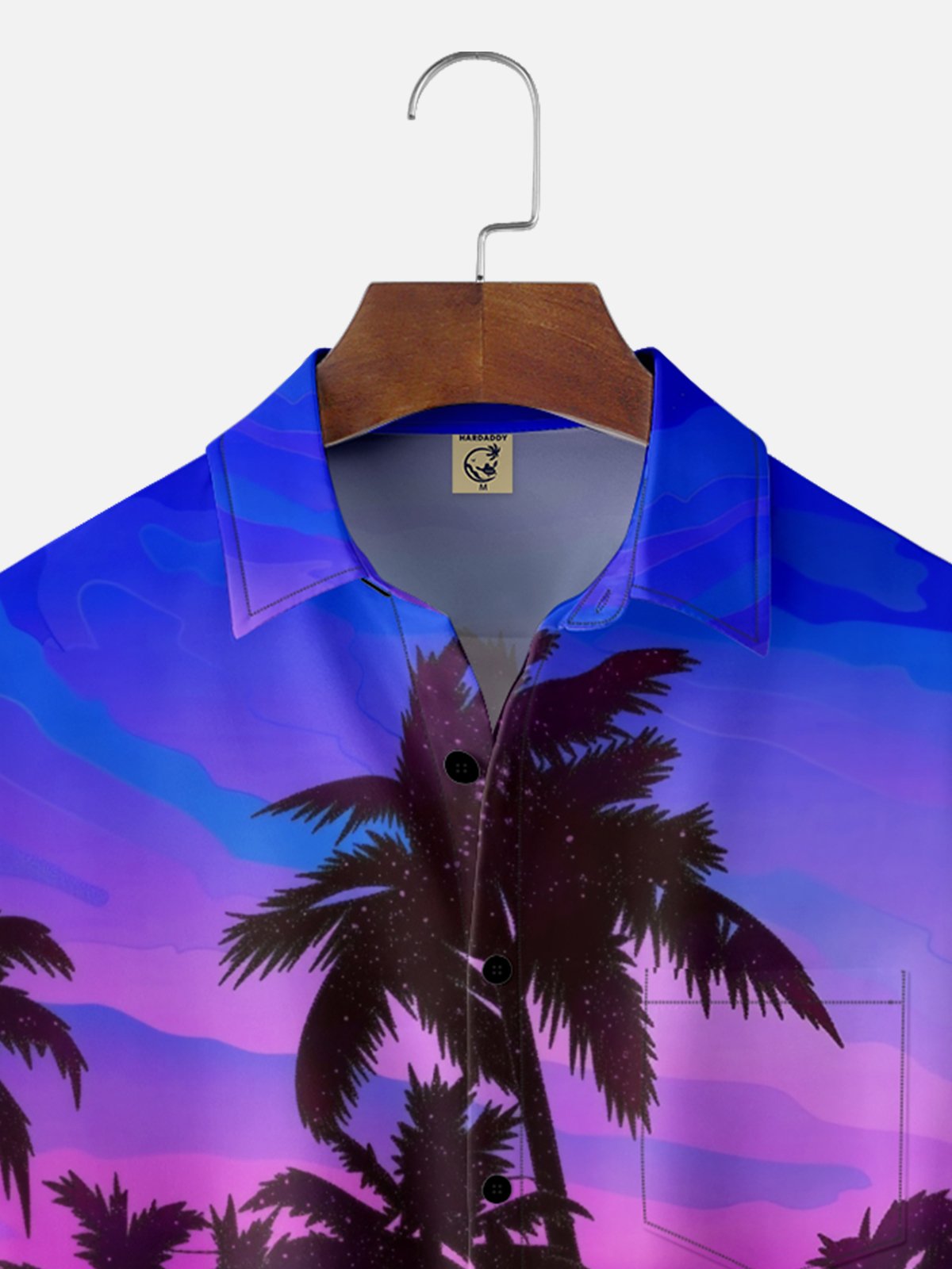 Moisture-wicking Coconut Tree Gradient Color Chest Pocket Hawaiian Shirt