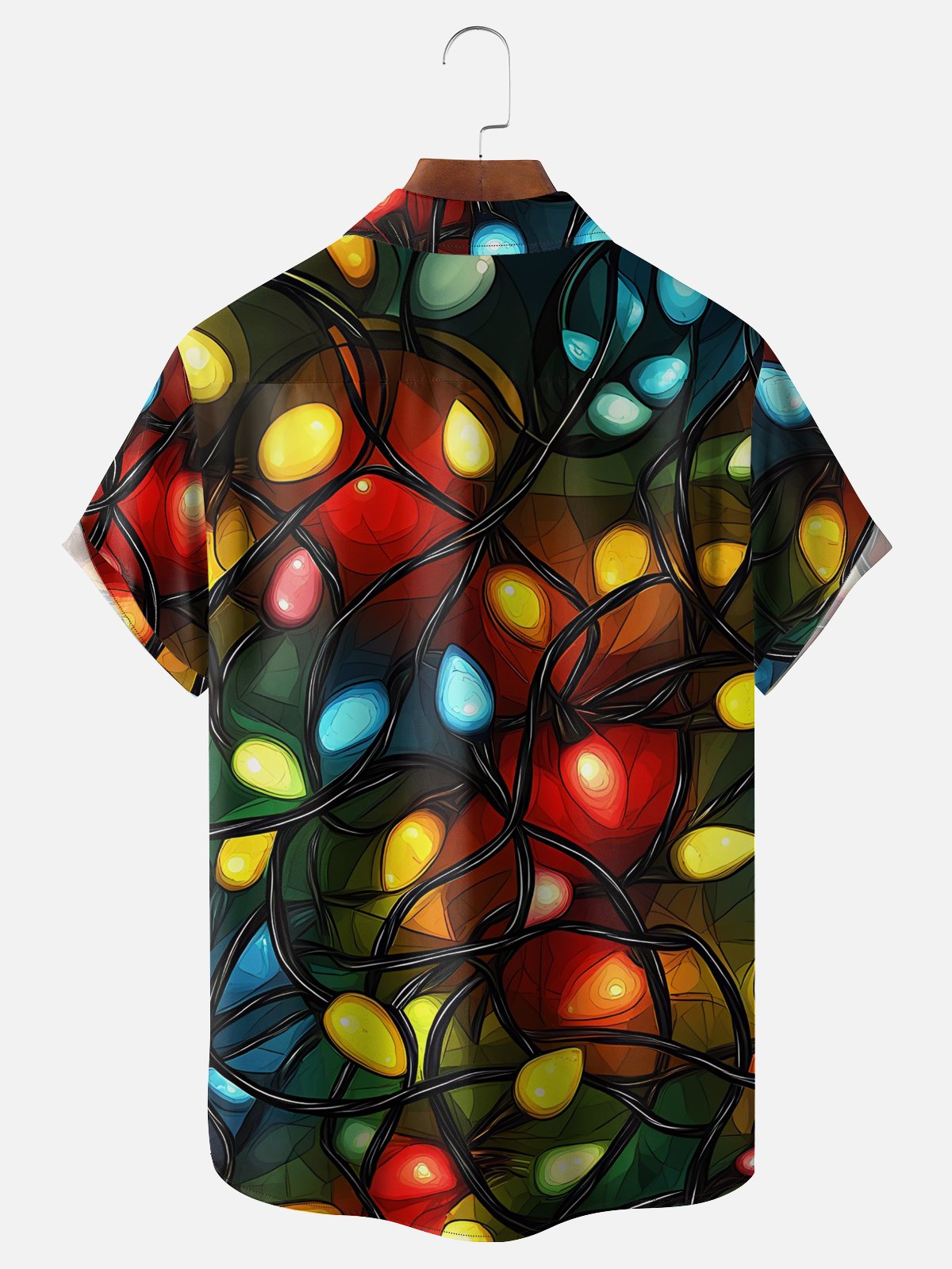 Moisture-Wicking Christmas Lights Chest Pocket Hawaiian Shirt